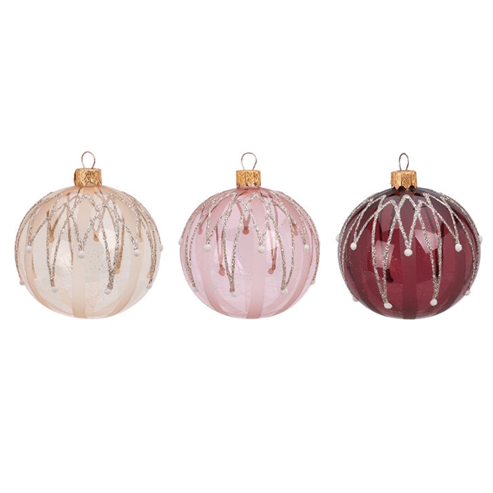 Palline per albero di Natale, in Vetro, con glitter decorativi, Ø 100 mm, 6 pezzi - 2