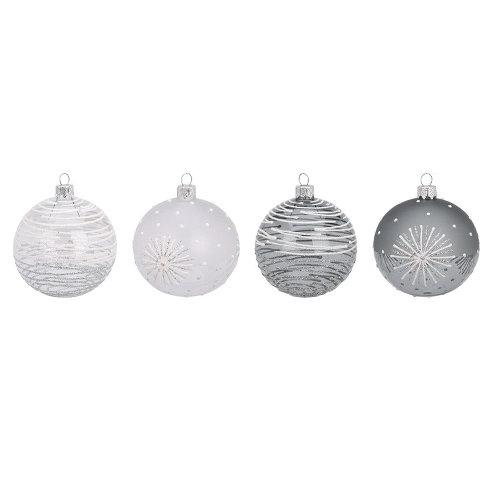 Palline per albero di Natale, in Vetro, con glitter, Ø 80 mm, 12 pezzi - 2