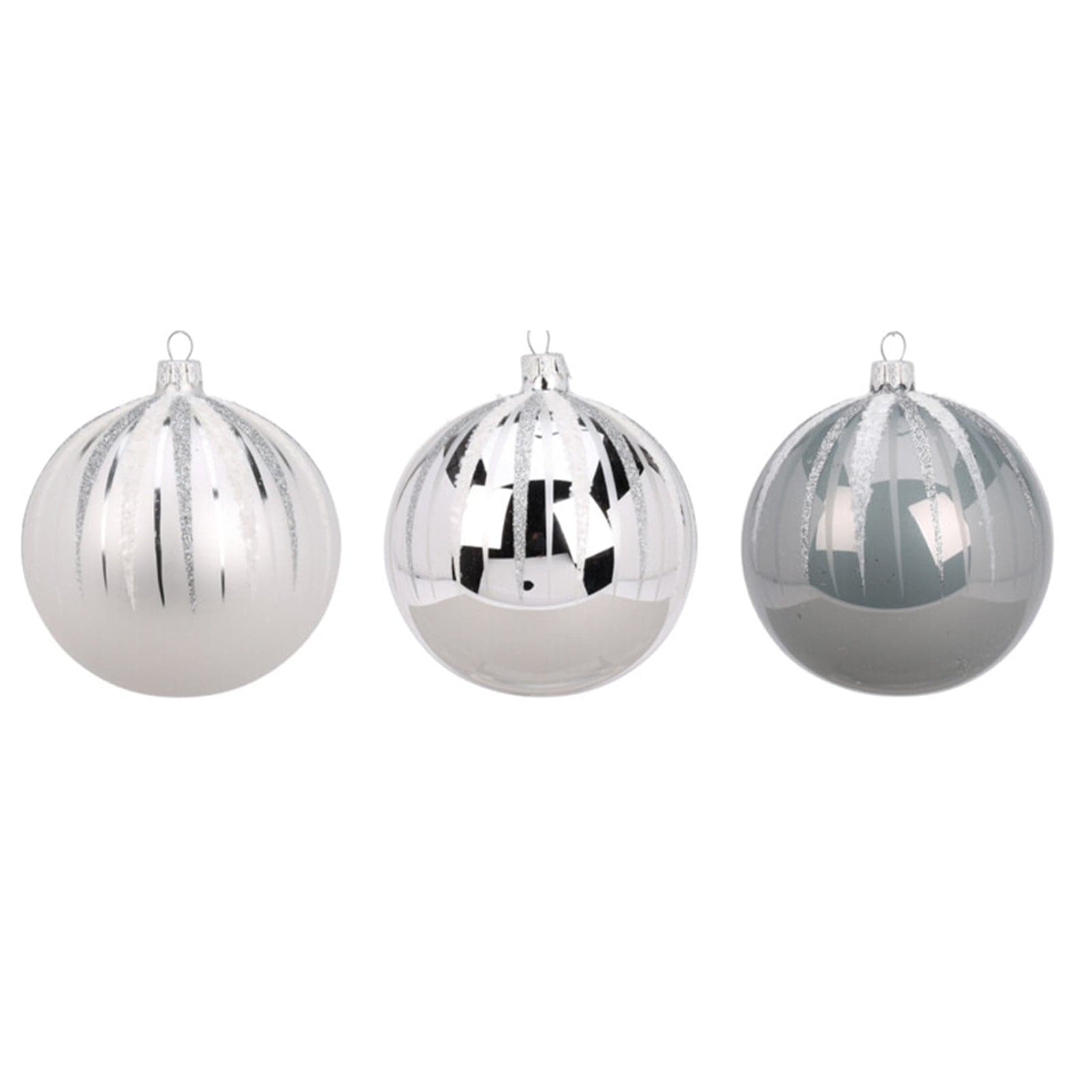 Palline per albero di Natale, in Vetro, color argento, con glitter, 100 mm, 6 pezzi - 2