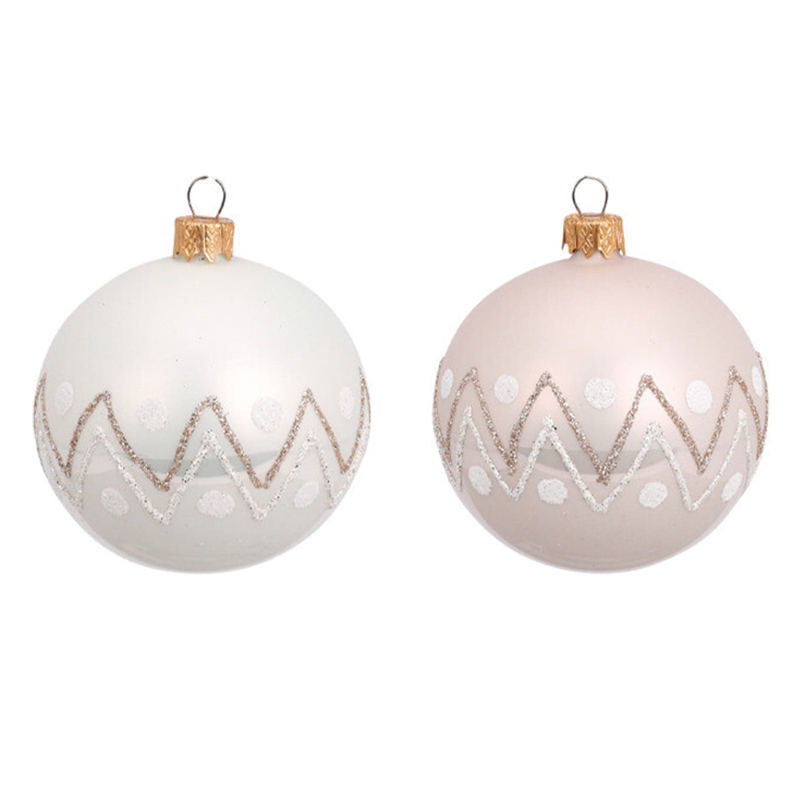 Palline per albero di Natale, in Vetro, glitter a zigzag, Ø 100 mm, 6 pezzi - 2