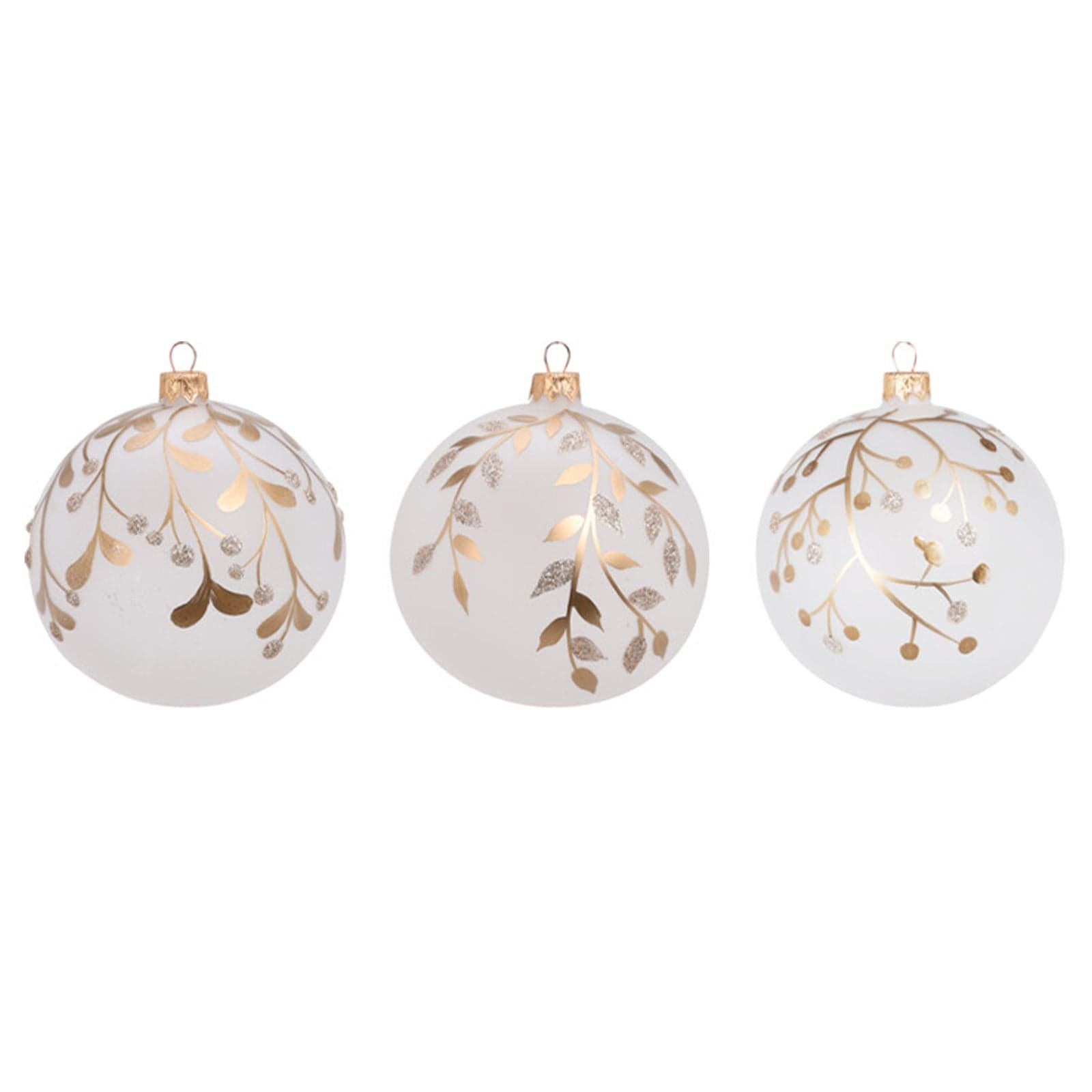 Palline per albero di Natale, in Vetro, foglia con glitter, Ø 80 mm, 12 pezzi - 2