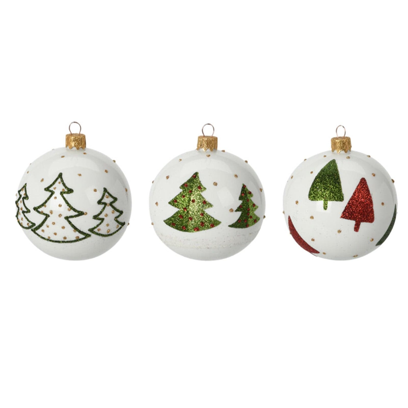 12 palline per albero di natale in vetro con Glitter da Ø 8 cm con albero - 2