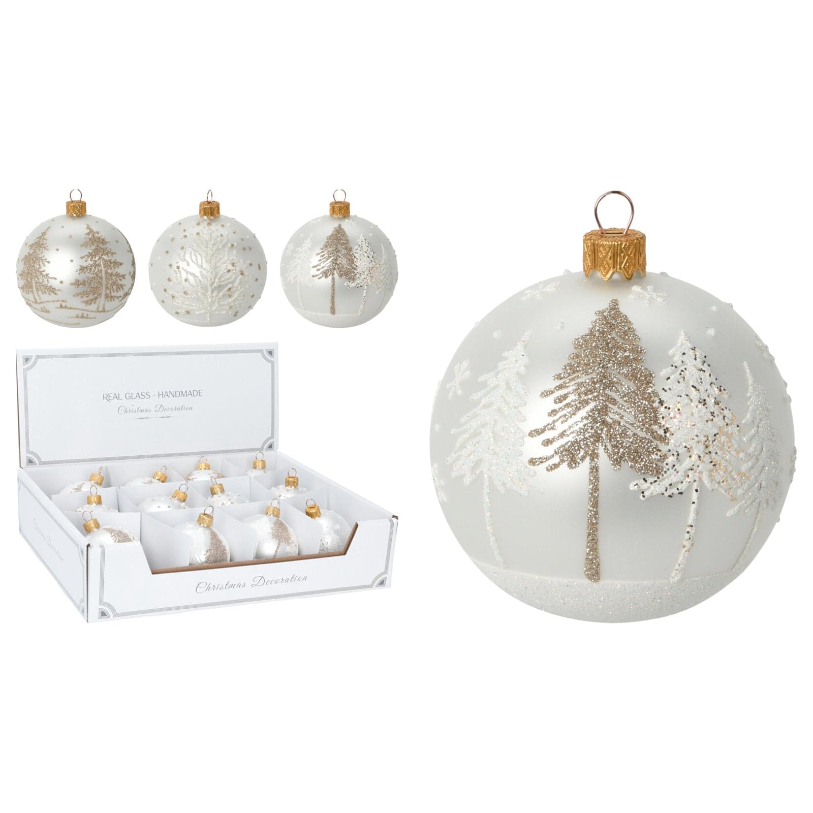6 palline per albero di natale in vetro con Glitter da Ø 10 cm pendaglio decorato - 3
