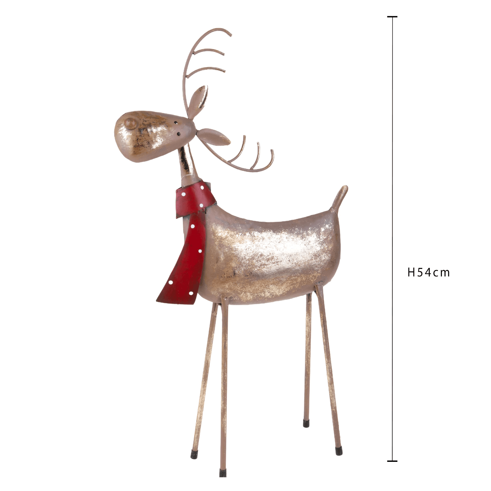 Statuetta renna con sciarpa in metallo H54 cm per decorazioni - 3