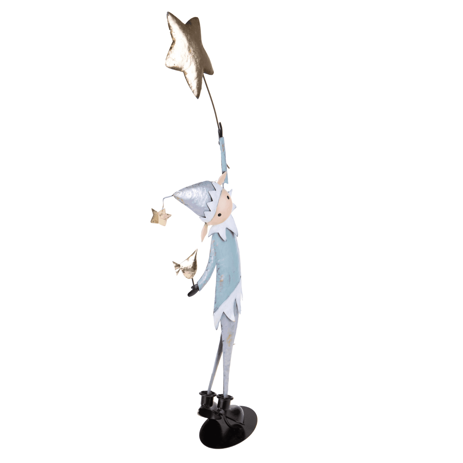 Folletto di natale con stella in metallo h 88 cm per decorazioni - 2