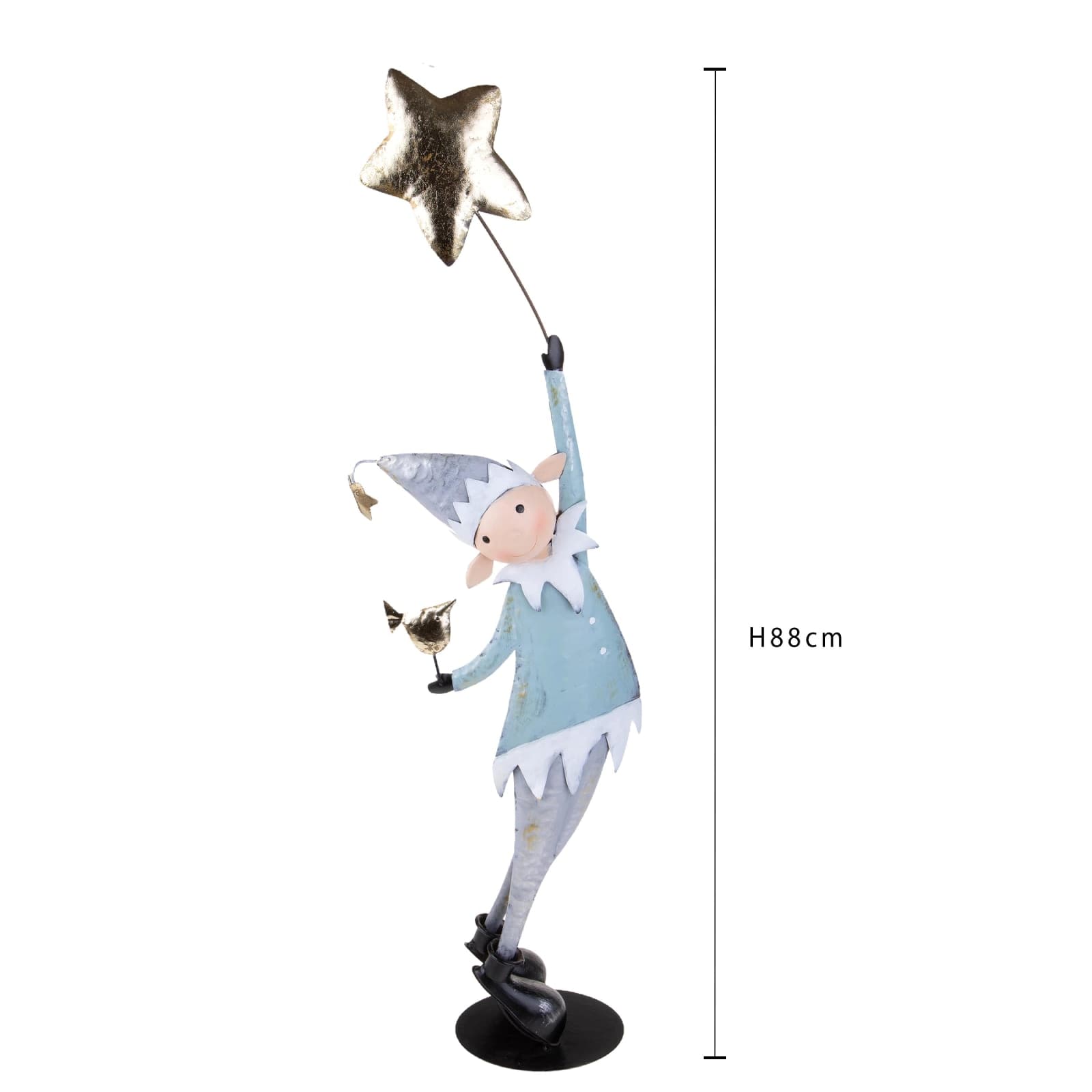Folletto di natale con stella in metallo h 88 cm per decorazioni - 3