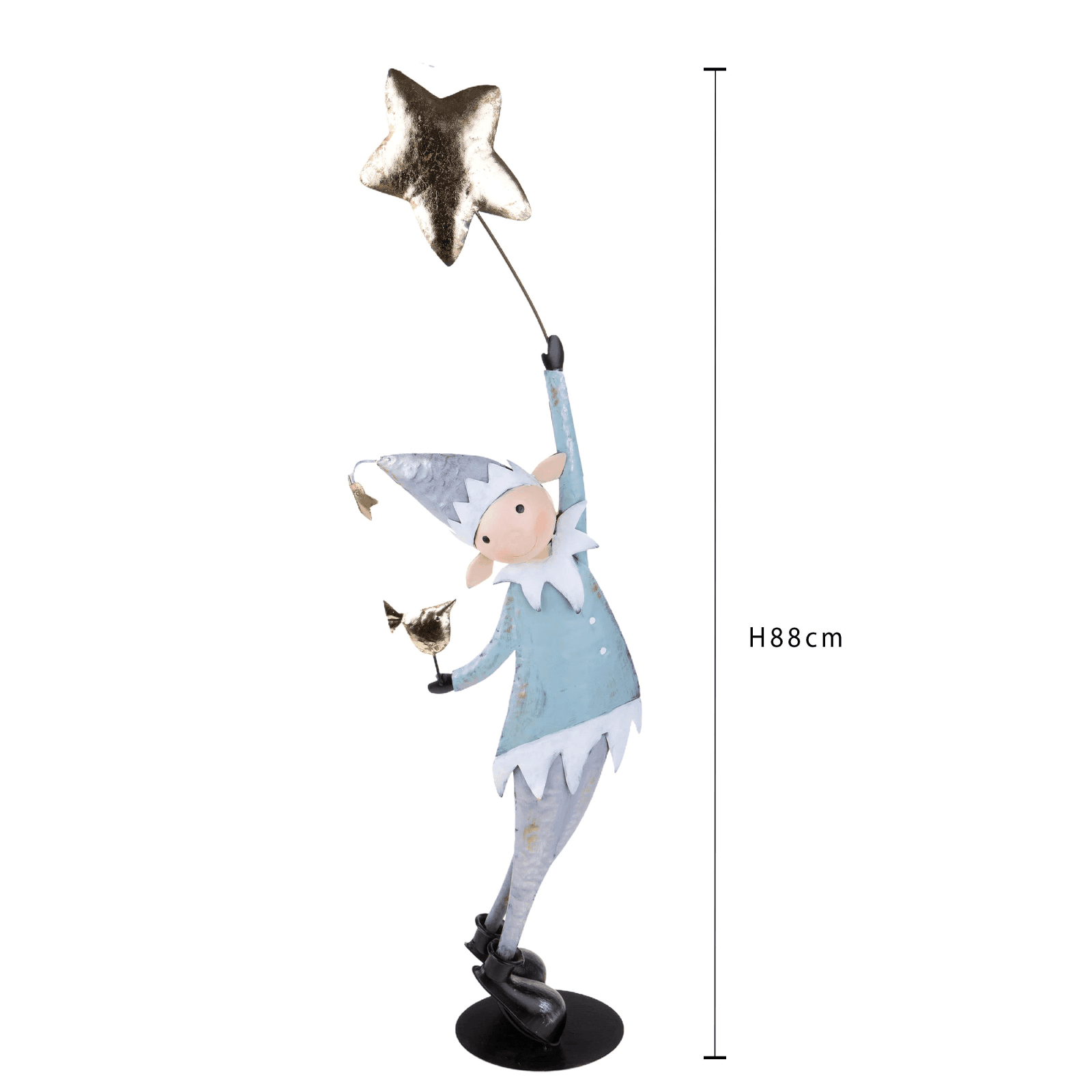 Folletto di natale con stella in metallo h 88 cm per decorazioni - 3