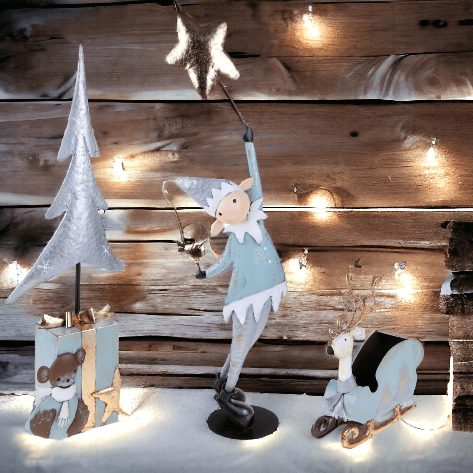 Statuetta albero di natale con pacchi regalo H80 cm per decorazioni - 4