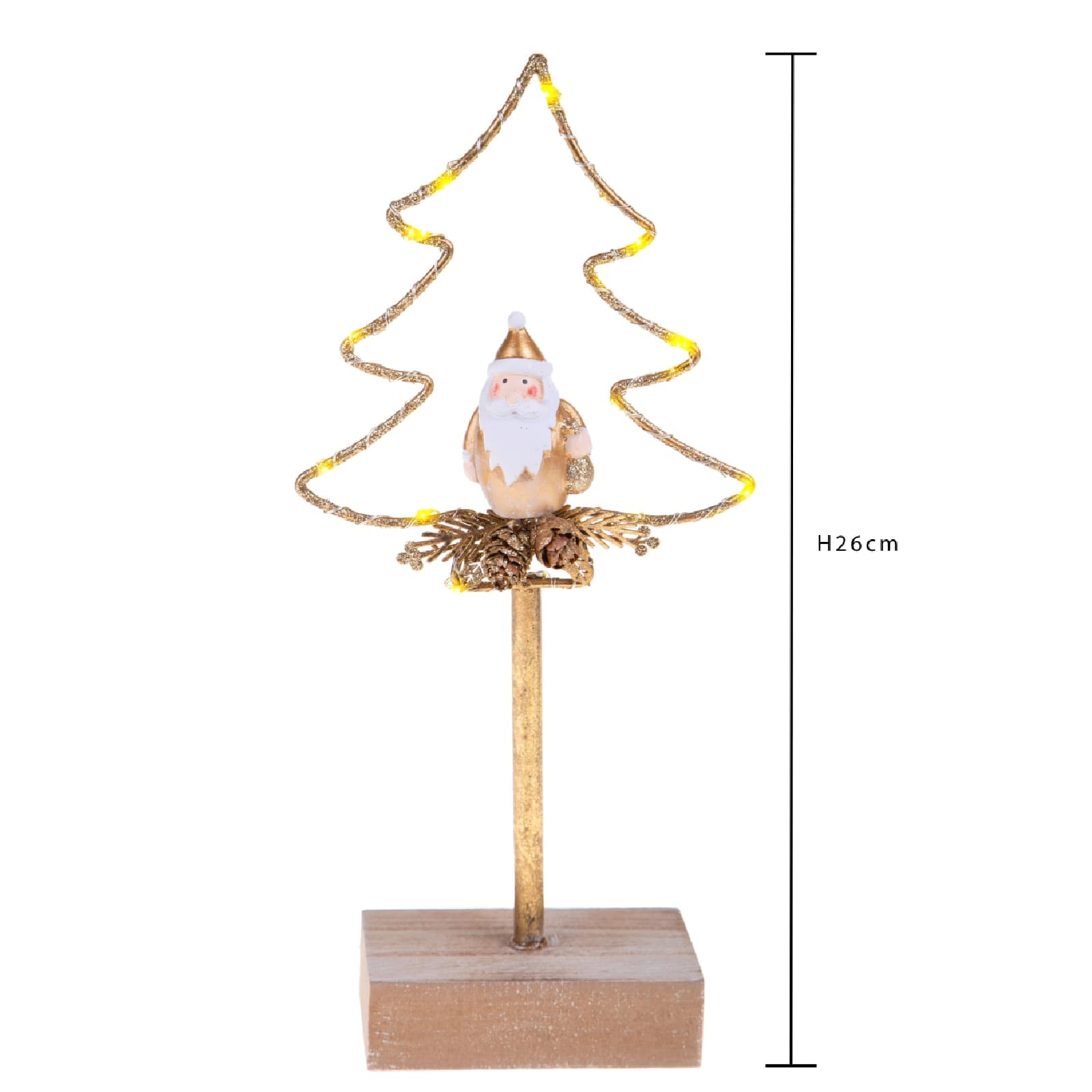 Albero per decorazione di natale con led e babbo h 26 cm - 3