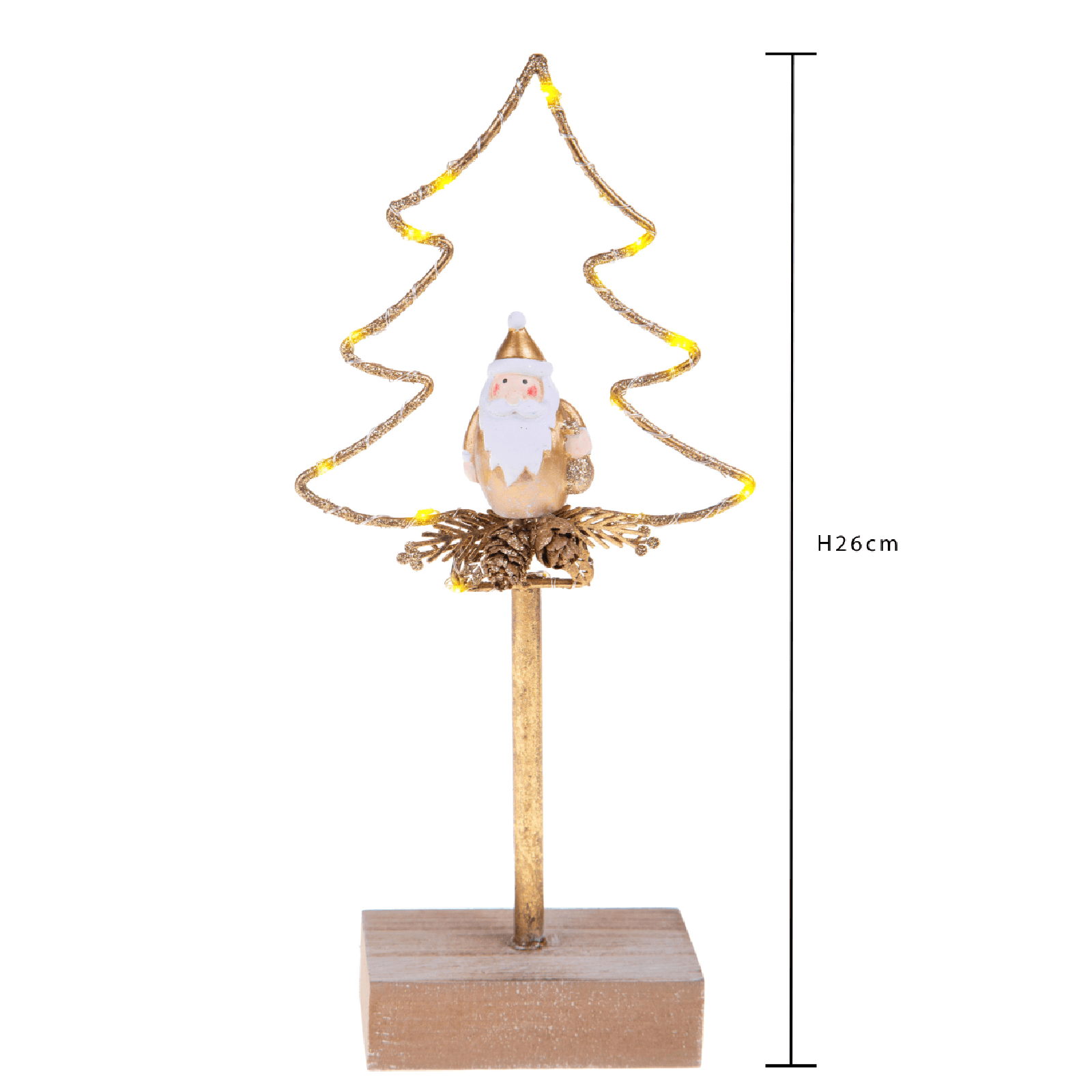 Albero per decorazione di natale con led e babbo h 26 cm - 3