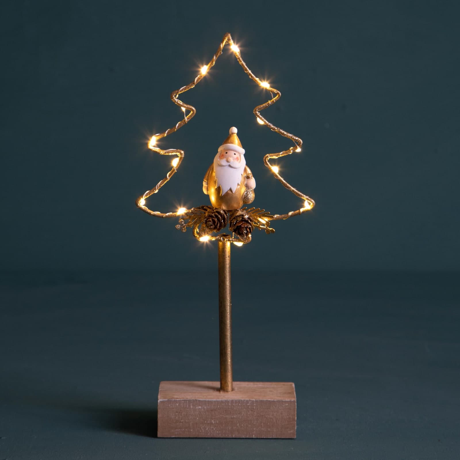 Albero per decorazione di natale con led e babbo h 26 cm - 4
