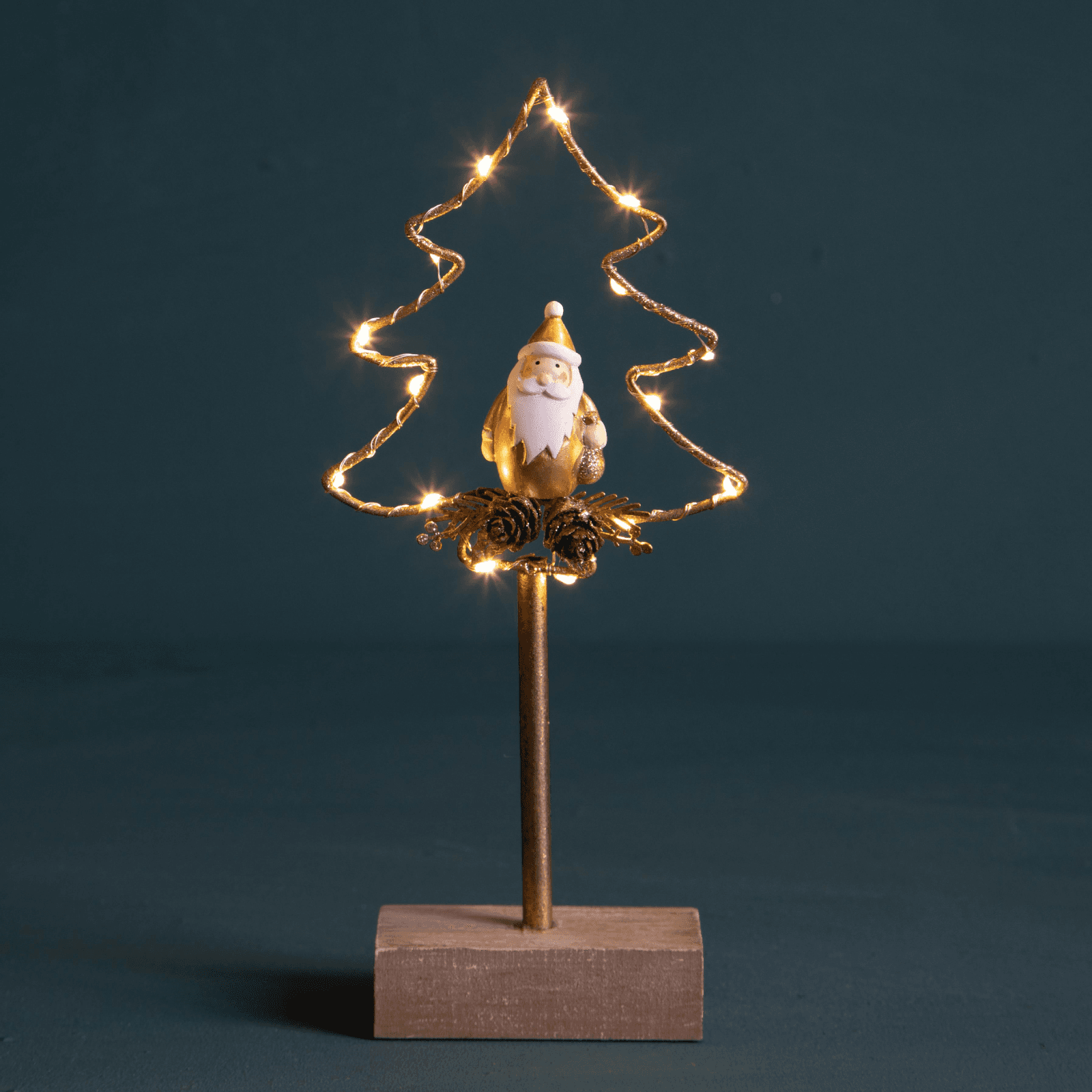 Albero per decorazione di natale con led e babbo h 26 cm - 4