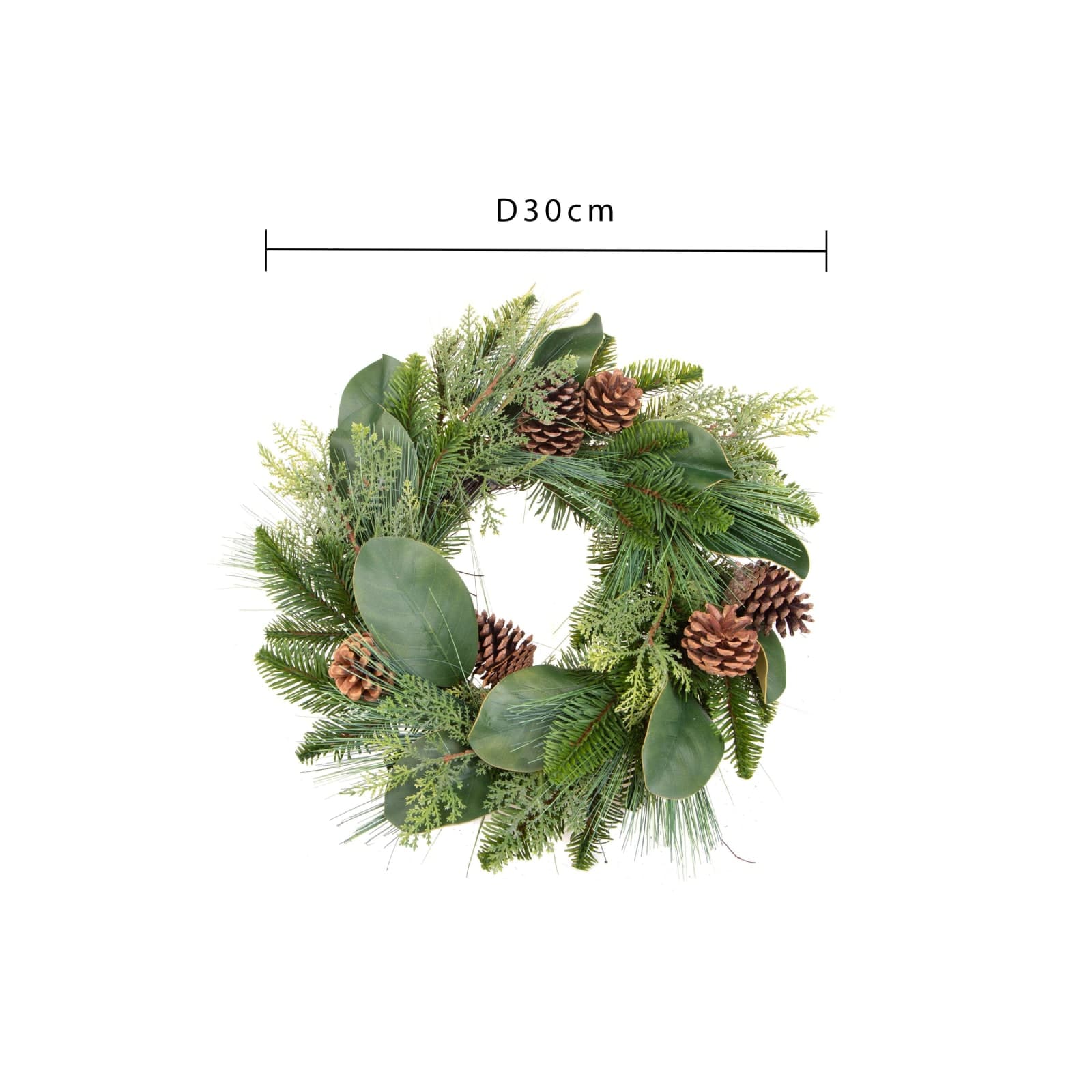 Corona verde di pigne in sintetico per decorazioni natalizie - 3