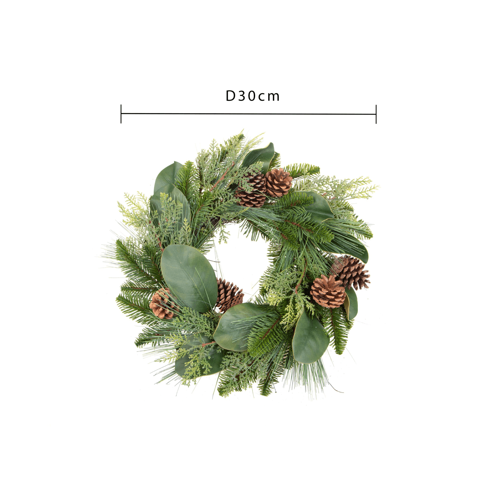 Corona verde di pigne in sintetico per decorazioni natalizie - 3