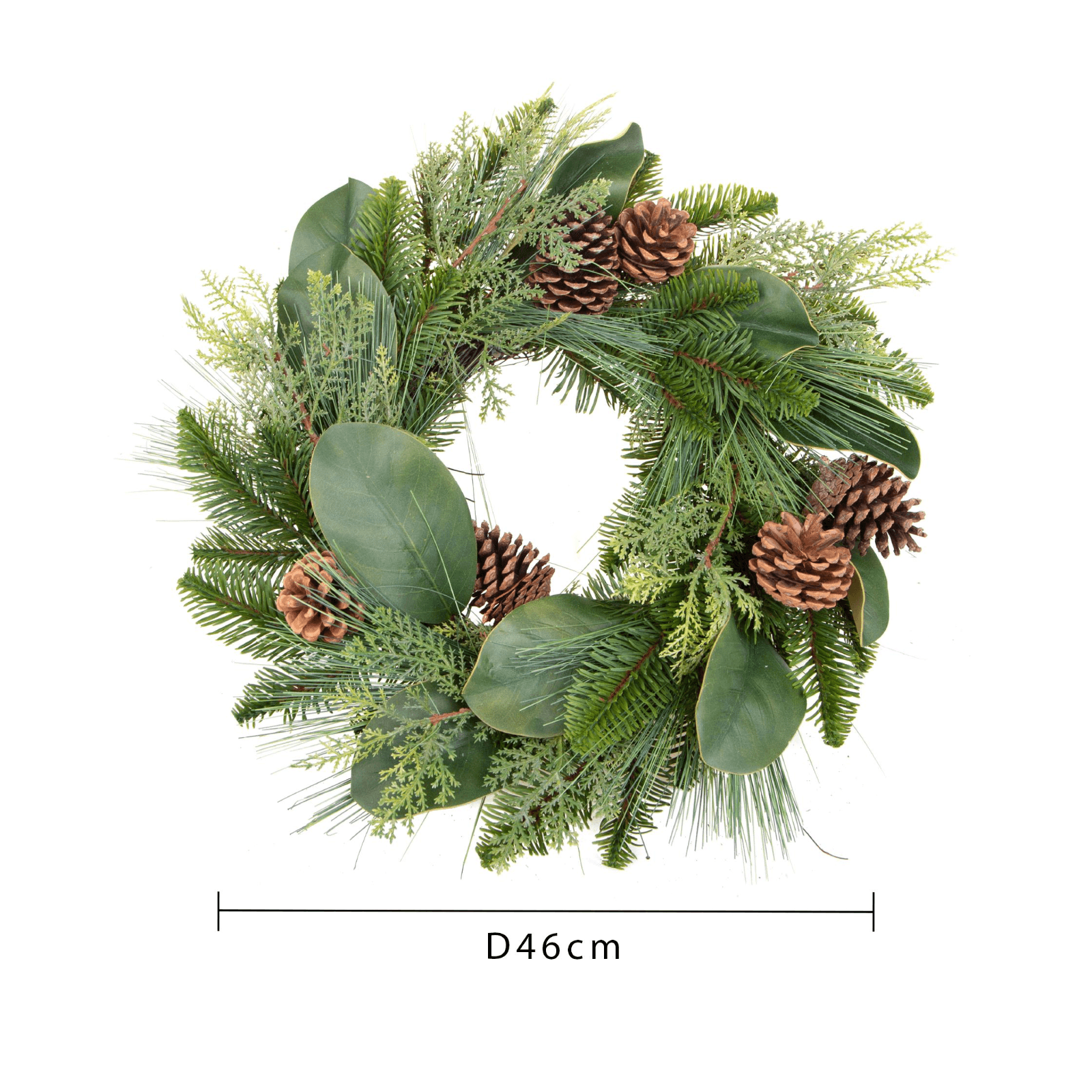 Corona verde di pigne in sintetico per decorazioni natalizie - 4
