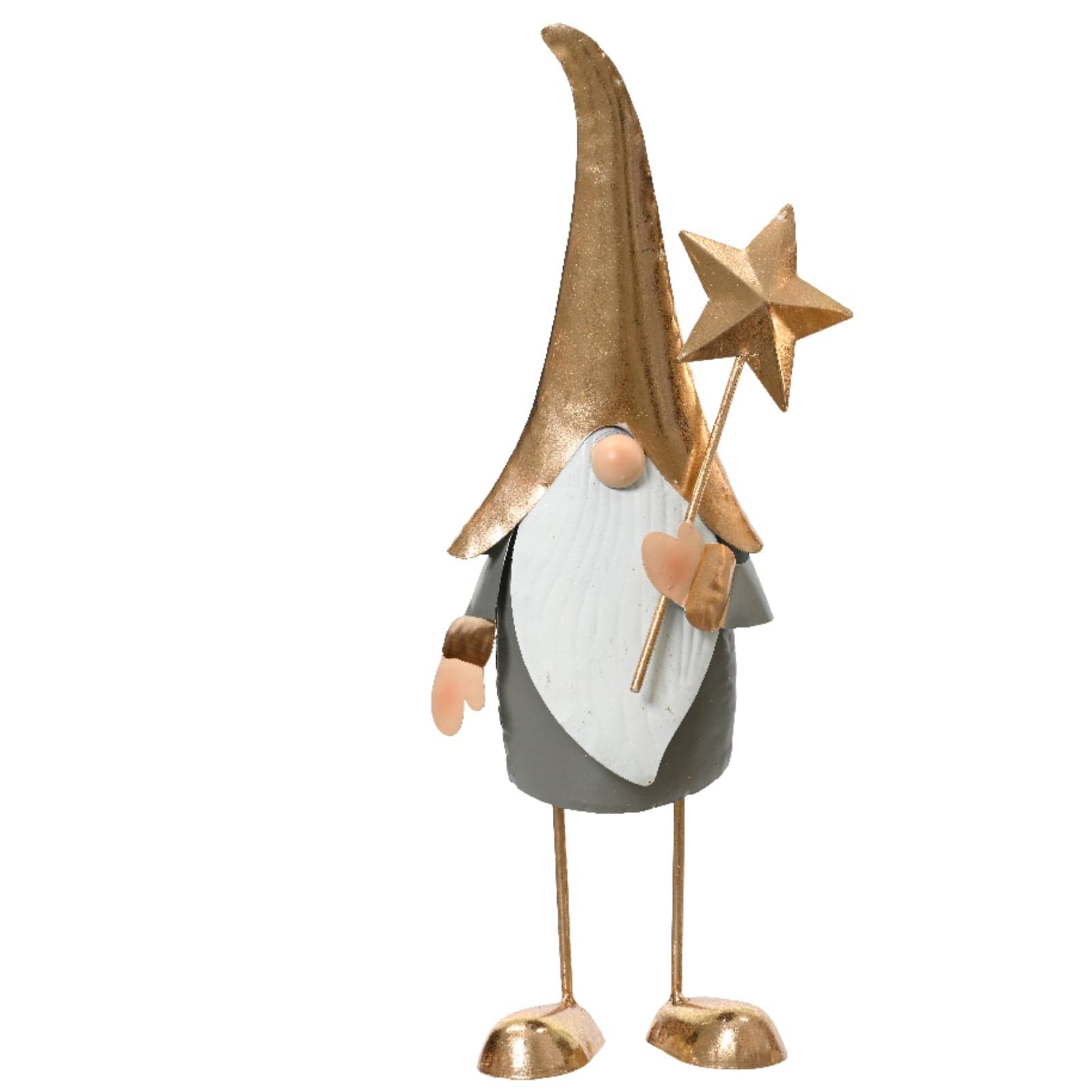 Statuetta decorativa elfo in metallo decorazione natalizia h 35 cm - 3