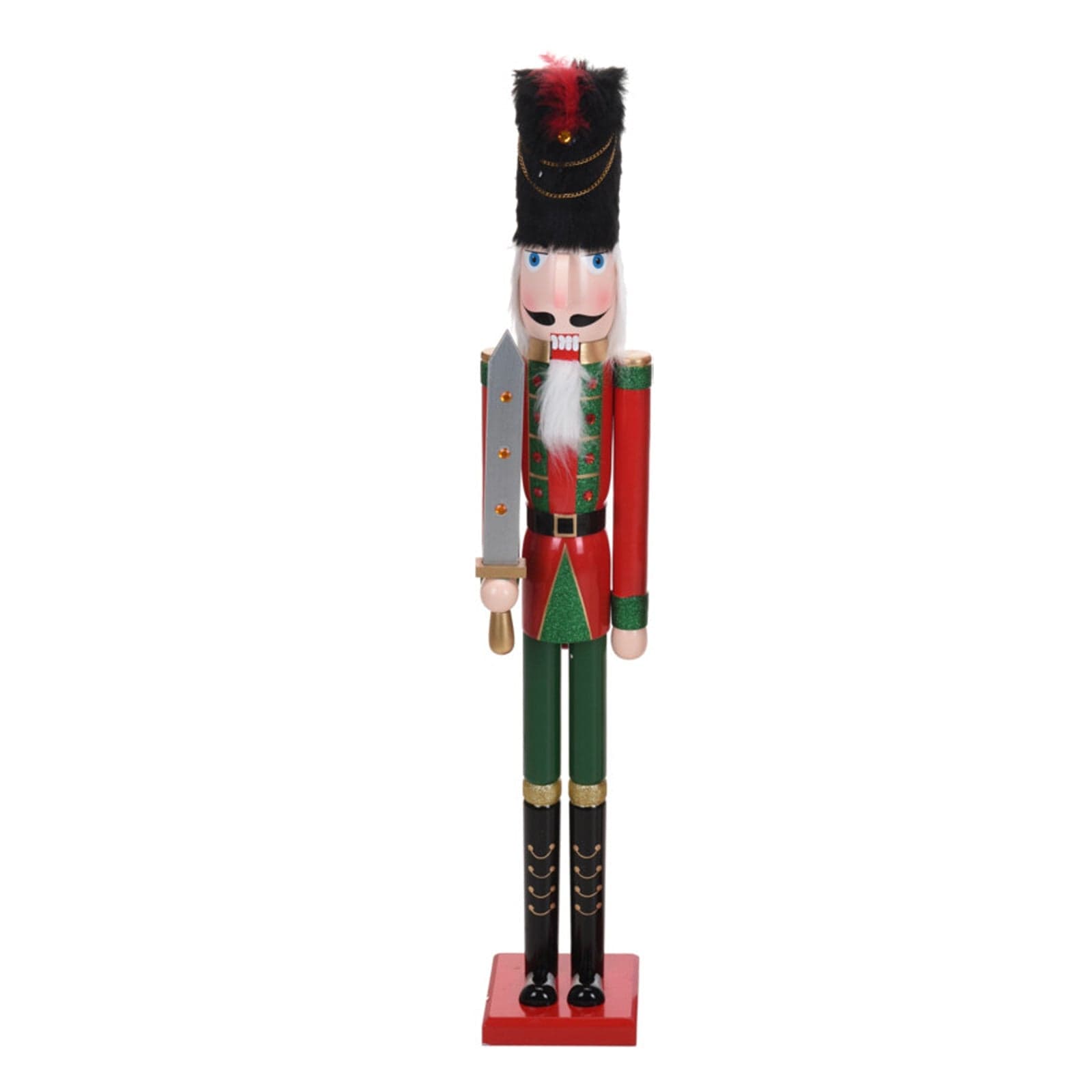 Statuetta decorativa "Soldatino schiaccianoci" in legno decorazione natalizia h 106 cm - 2