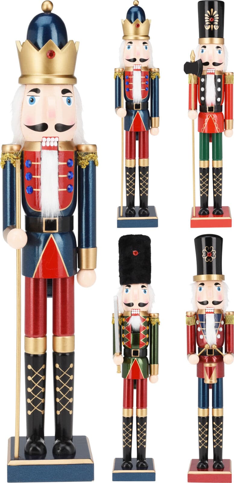 Statuetta decorativa "Soldatino schiaccianoci" in legno decorazione natalizia h 55 cm - 5