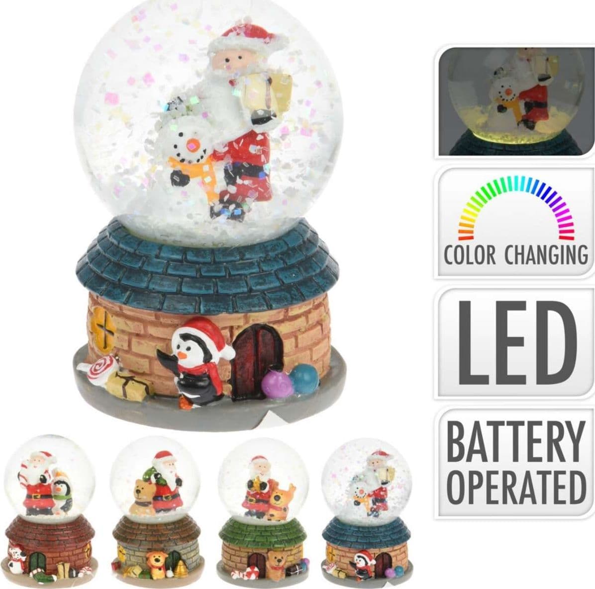 Sfera di vetro con acqua e luce Led decorazione natalizia h 7  cm - 5