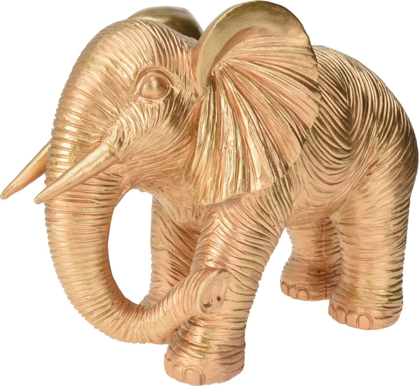 Elefante in resina color oro per decorazioni ambienti da 25 cm