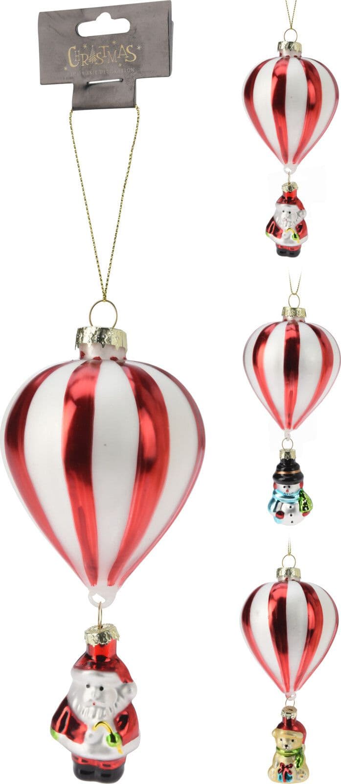 Pendente mongolfiera in vetro per albero di Natale decorazione natalizia - 4