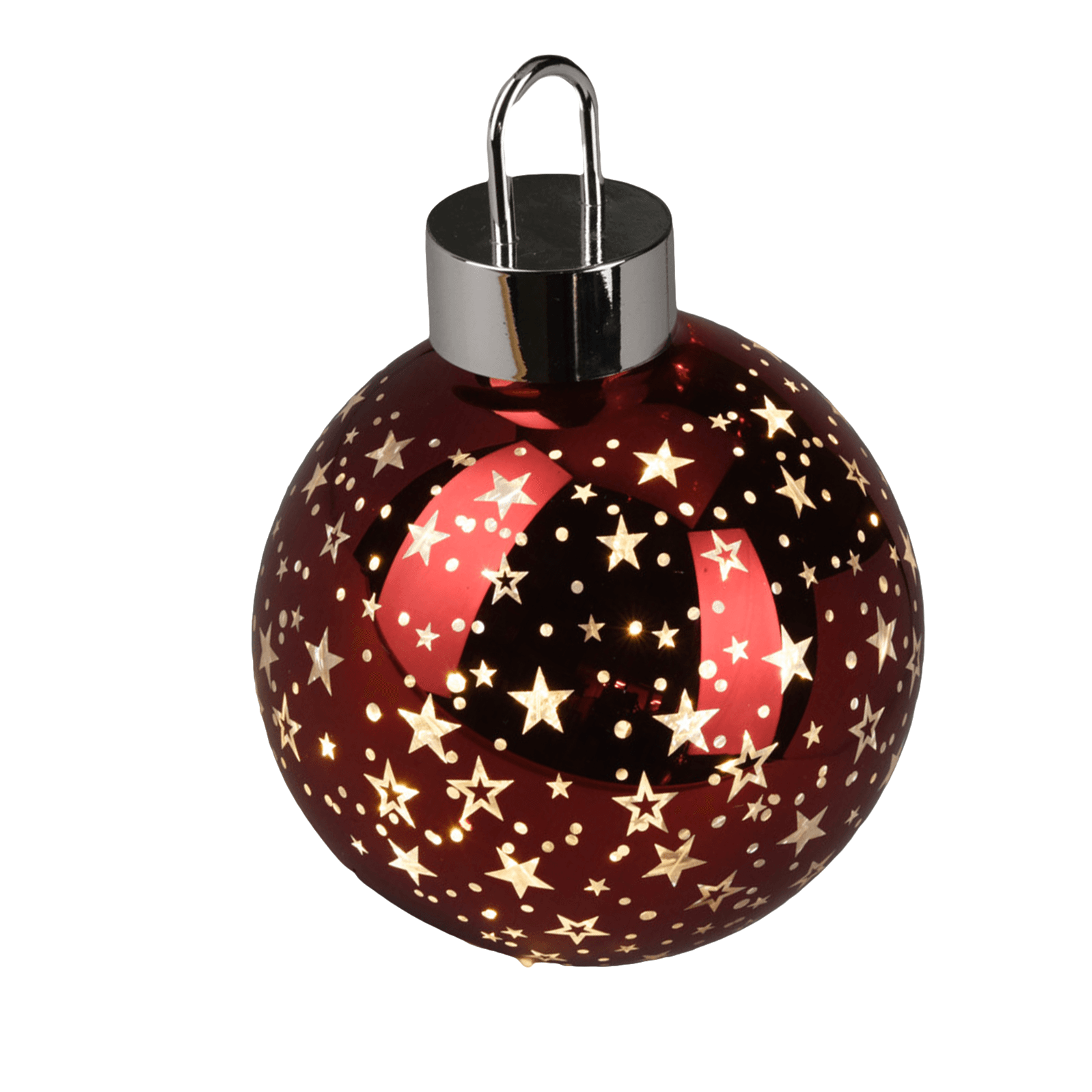 Sfera per albero di Natale in vetro colore rosso con luce led Ø 15 cm - 2