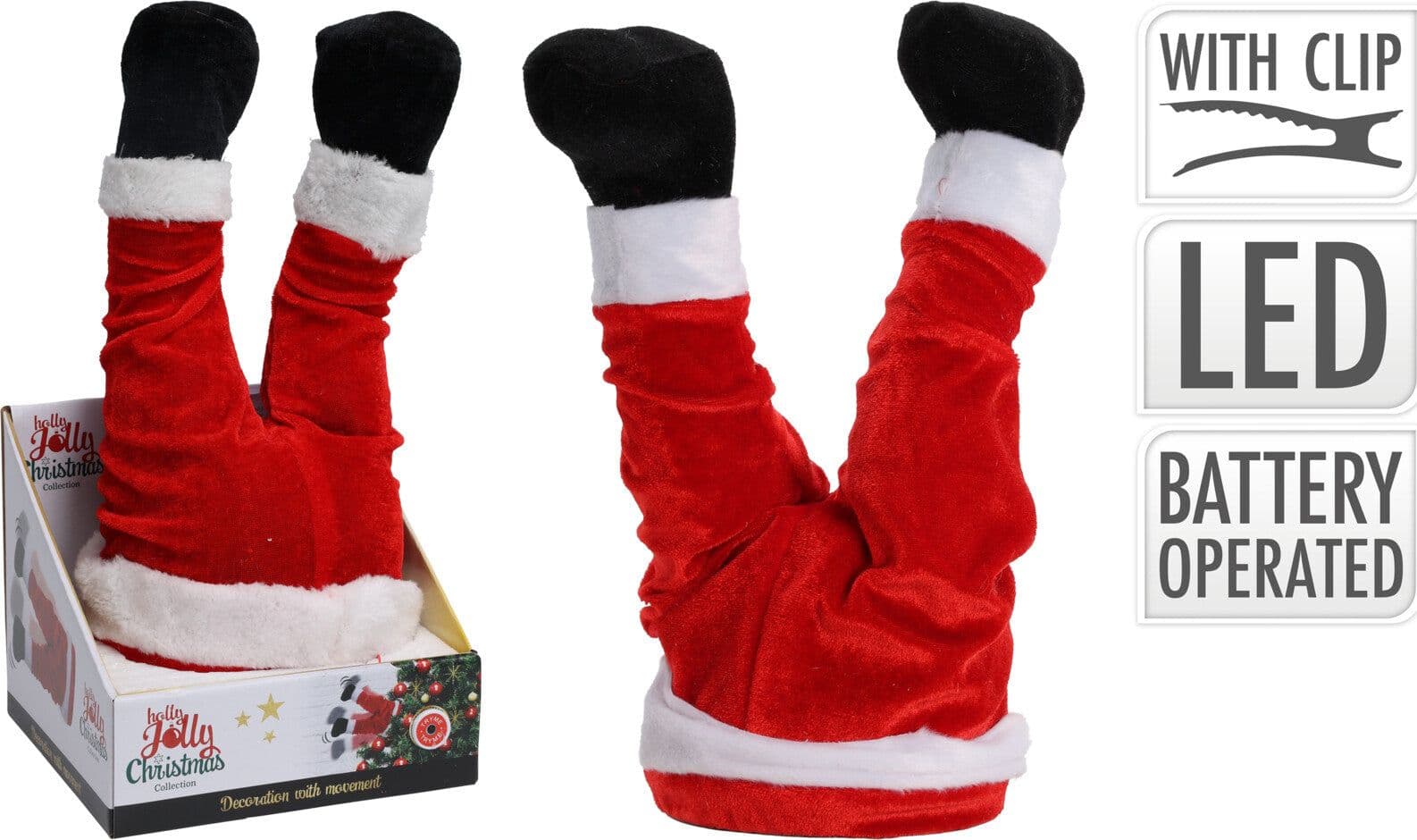 Gambe Babbo Natale capovolto con movimento e led per decorazioni natalizie - 3