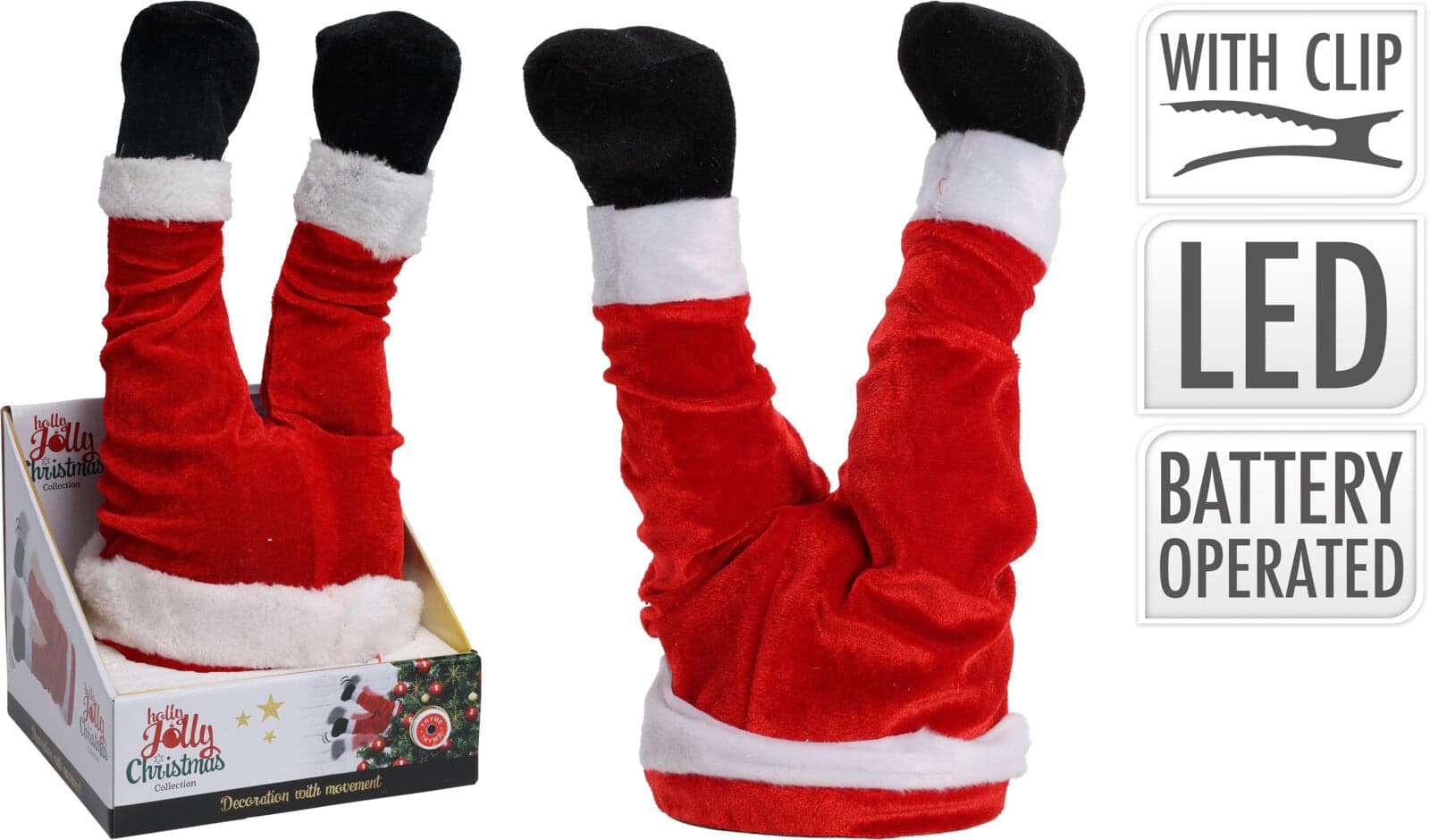 Gambe Babbo Natale capovolto con movimento e led per decorazioni natalizie - 3