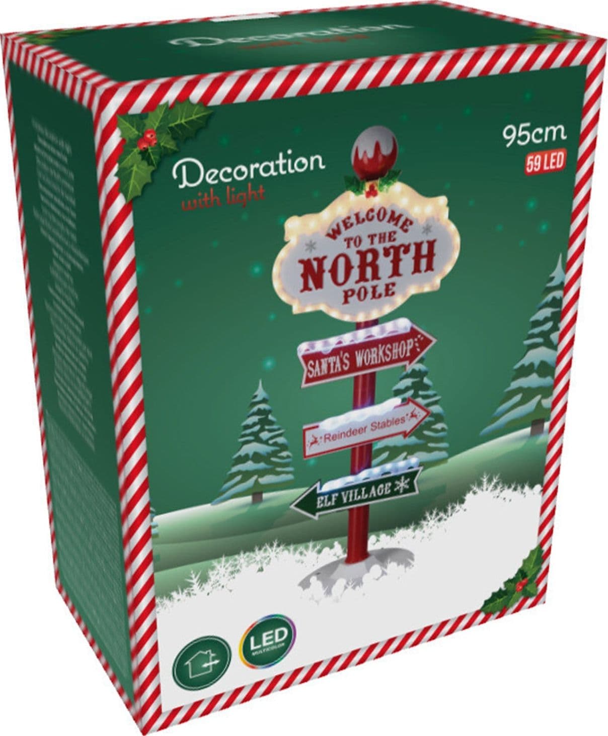 Cartello decorativo di natale con luce led decorazione natalizia h 95 cm - 3