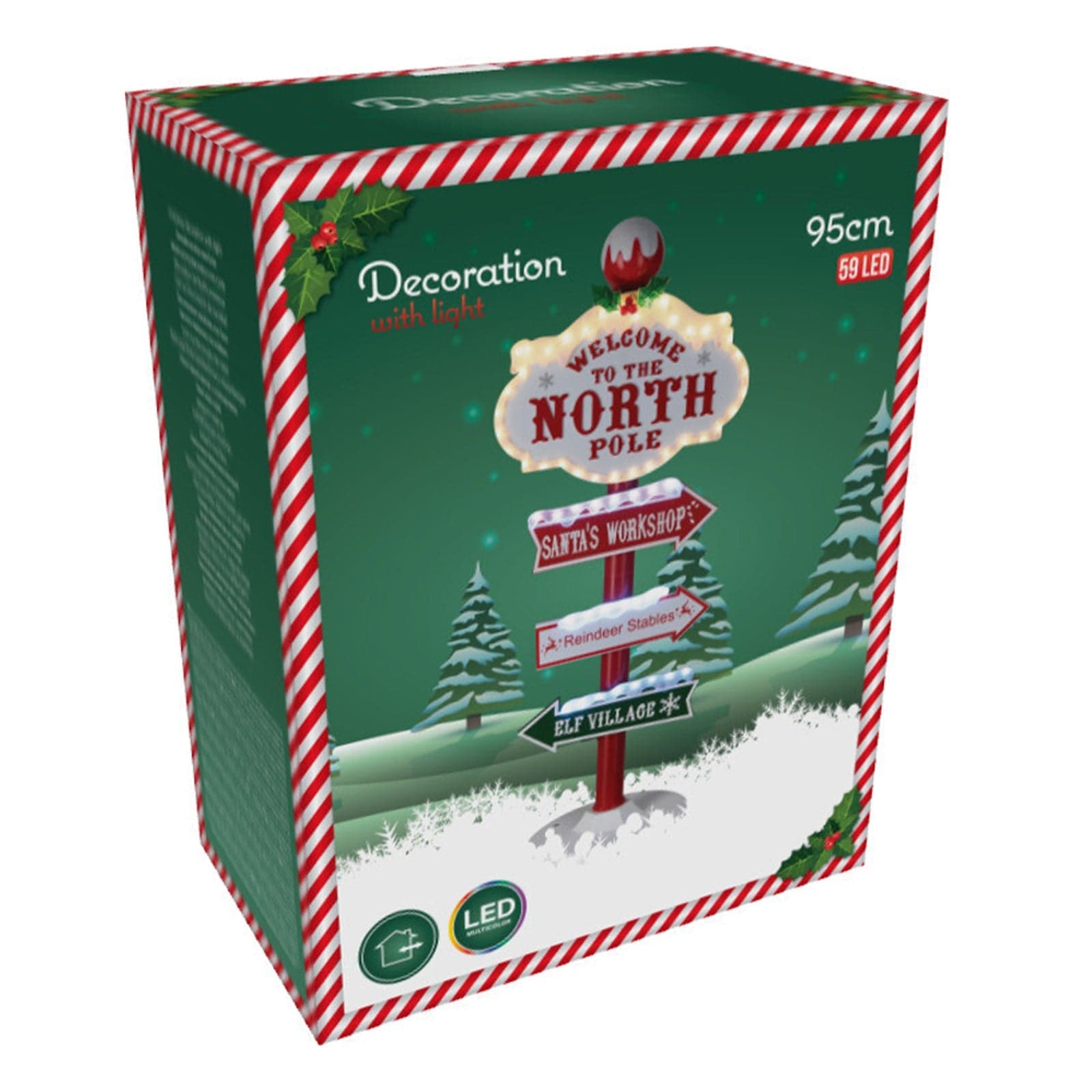 Cartello decorativo di natale con luce led decorazione natalizia h 95 cm - 3