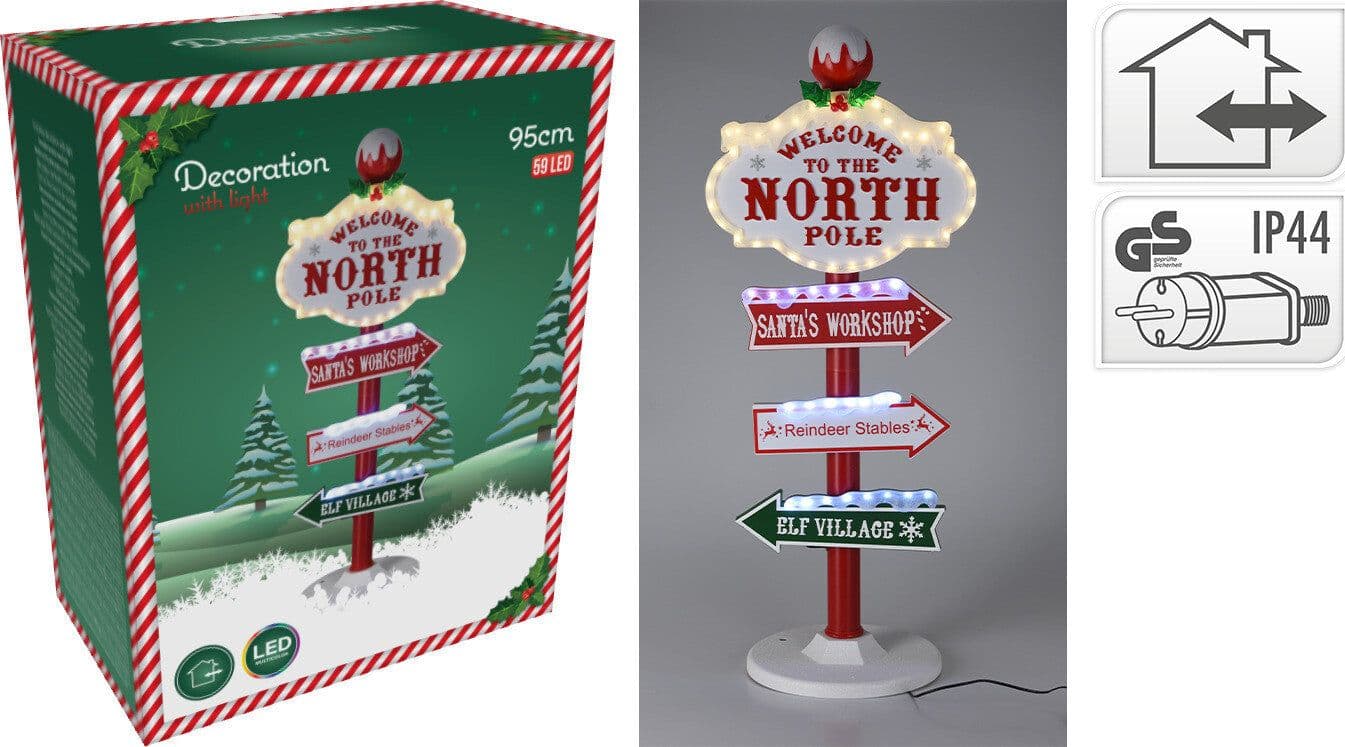 Cartello decorativo di natale con luce led decorazione natalizia h 95 cm - 4