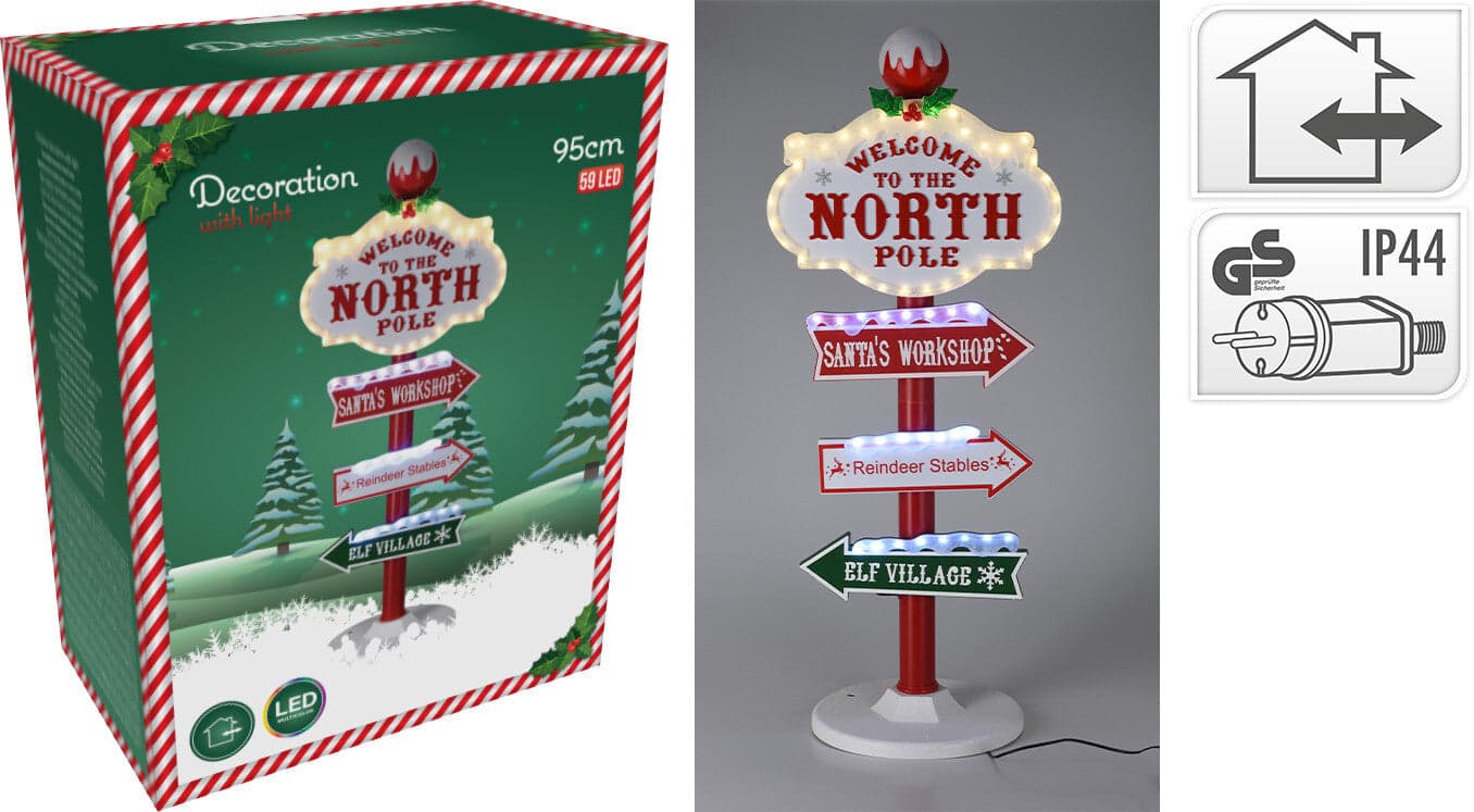 Cartello decorativo di natale con luce led decorazione natalizia h 95 cm - 4