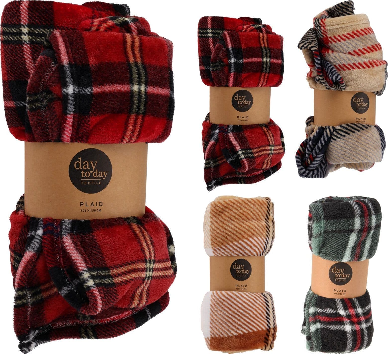 Coperta natalizia in poliestere tartan per decorazioni natalizie - 5