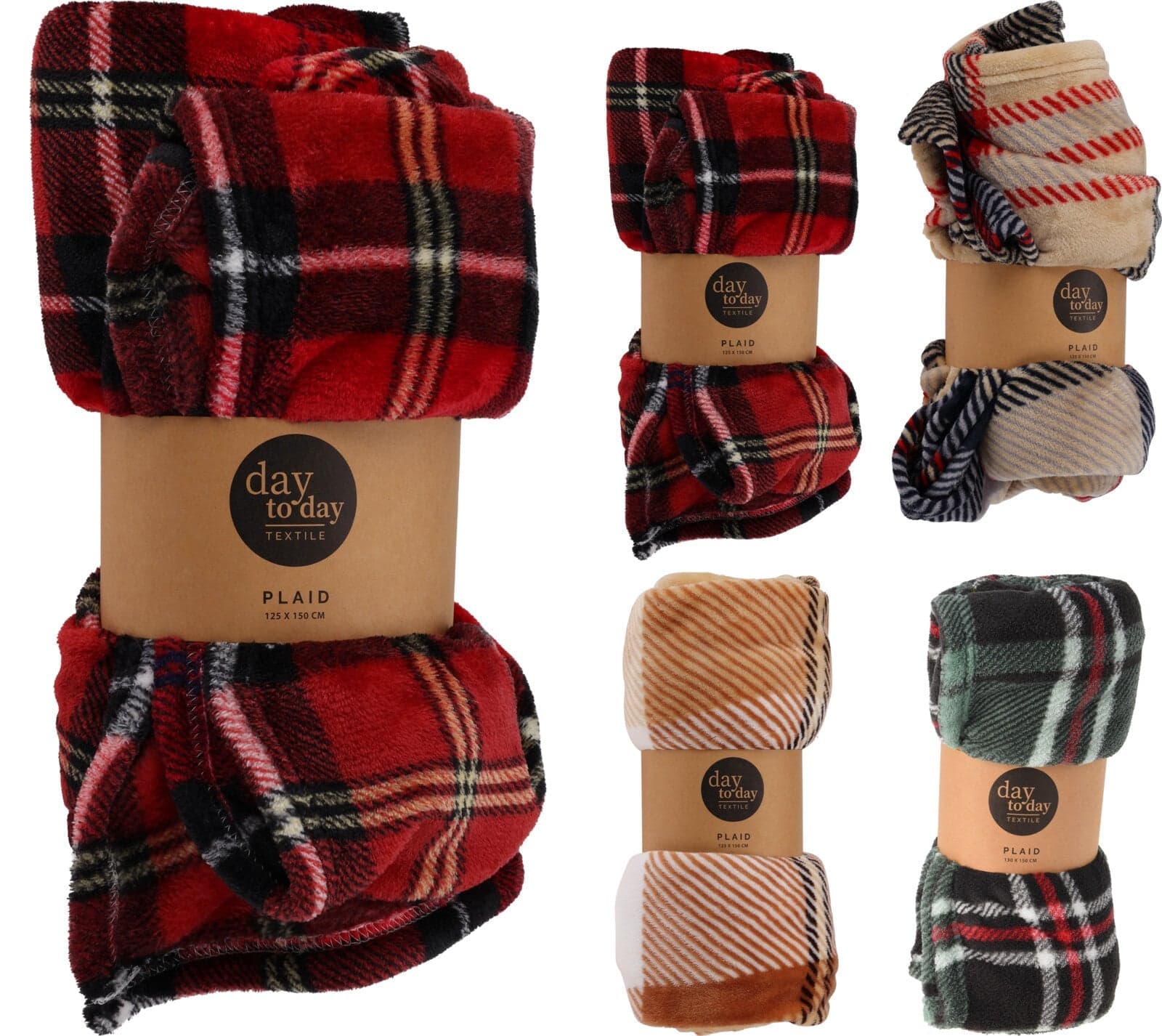 Coperta natalizia in poliestere tartan per decorazioni natalizie - 5