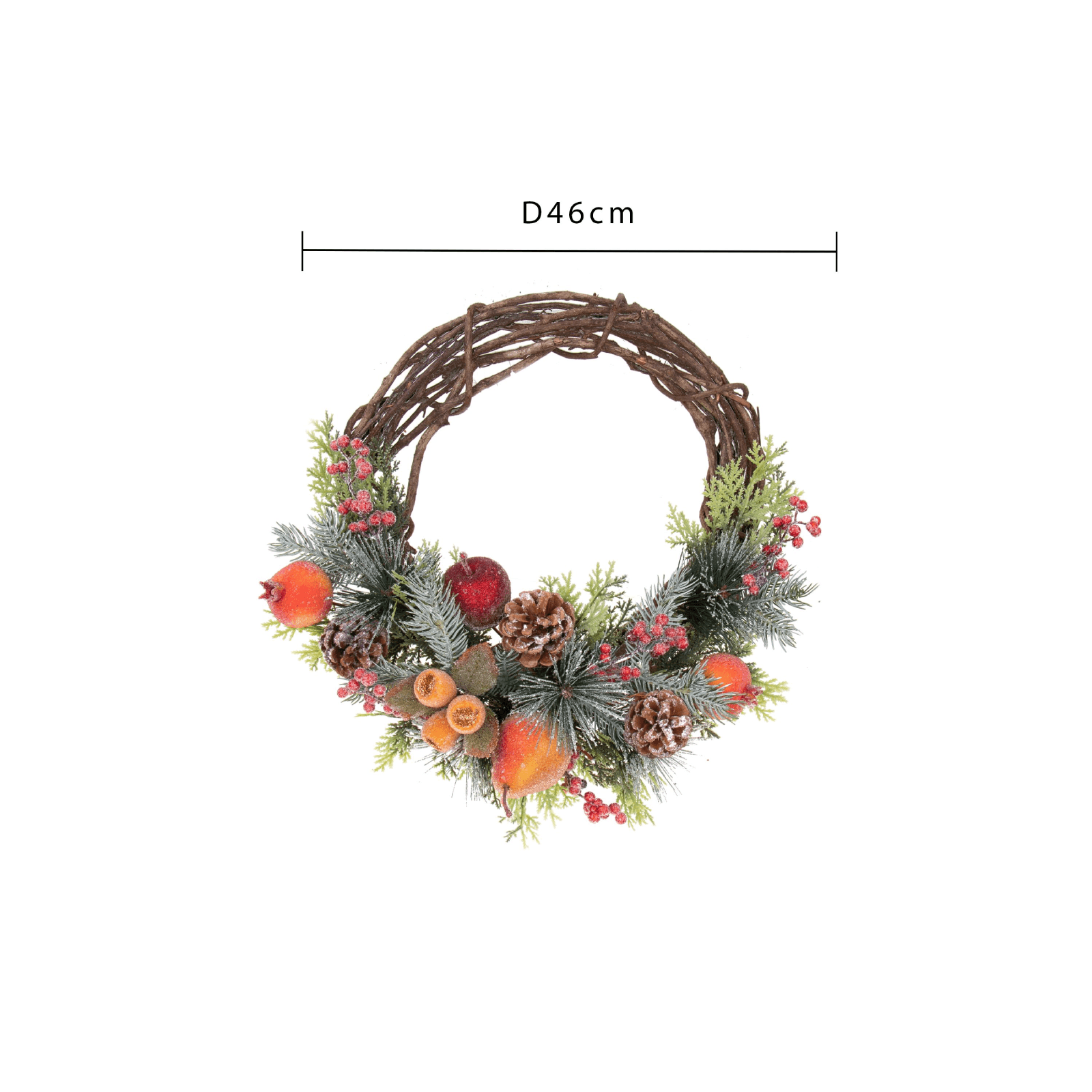 Corona con frutta Ø46 cm naturale e sintetico per decorazioni - 2