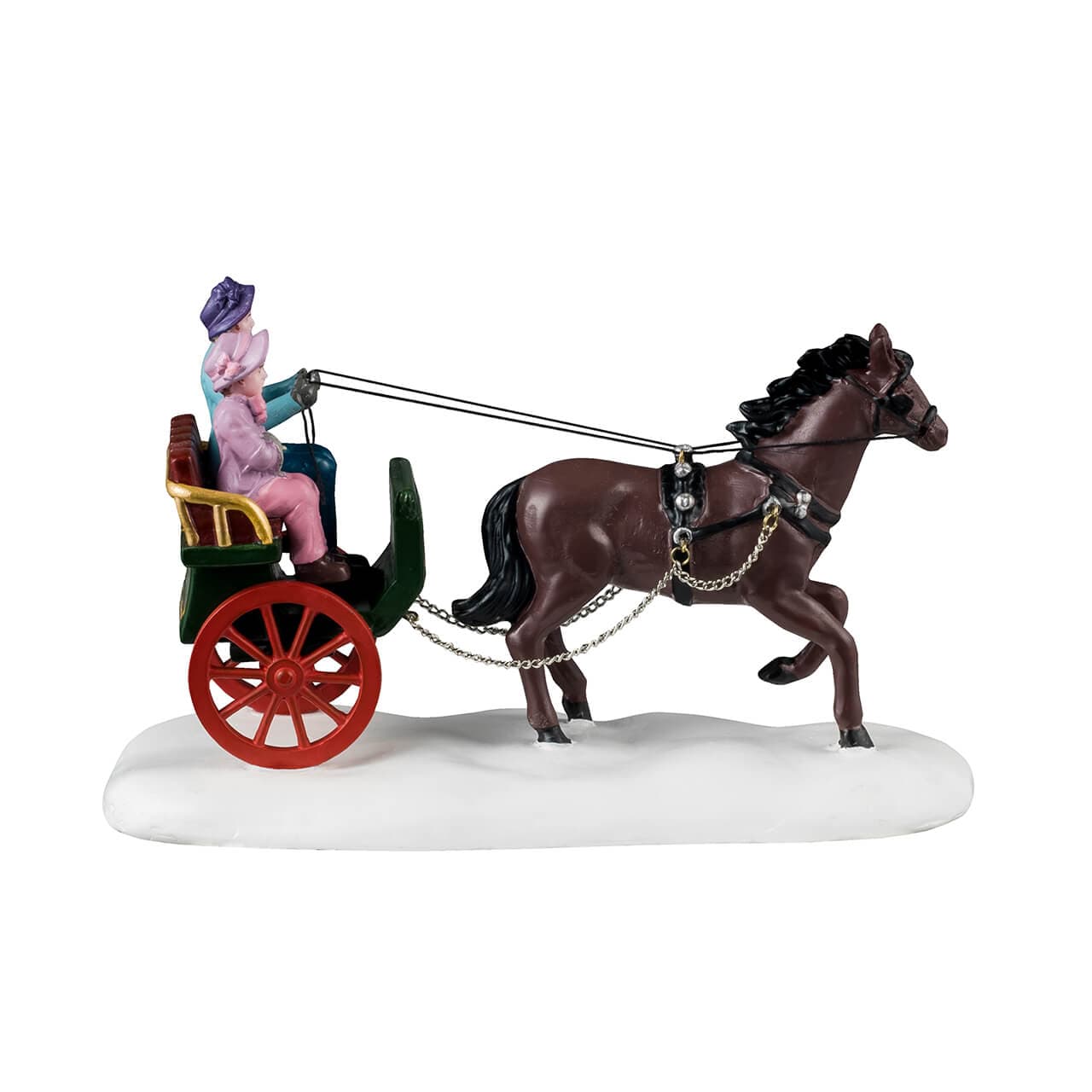 Personaggi per villaggio di Natale "Giro in carrozza invernale" in resina - 2