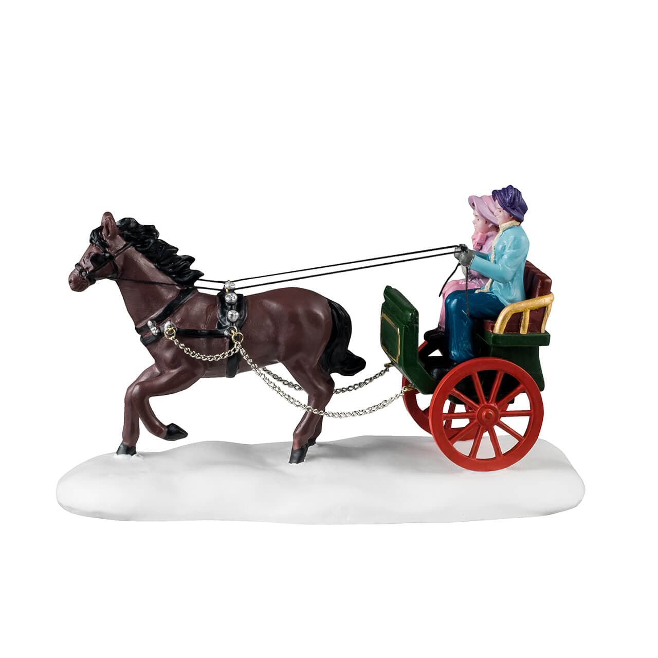 Personaggi per villaggio di Natale "Giro in carrozza invernale" in resina - 3