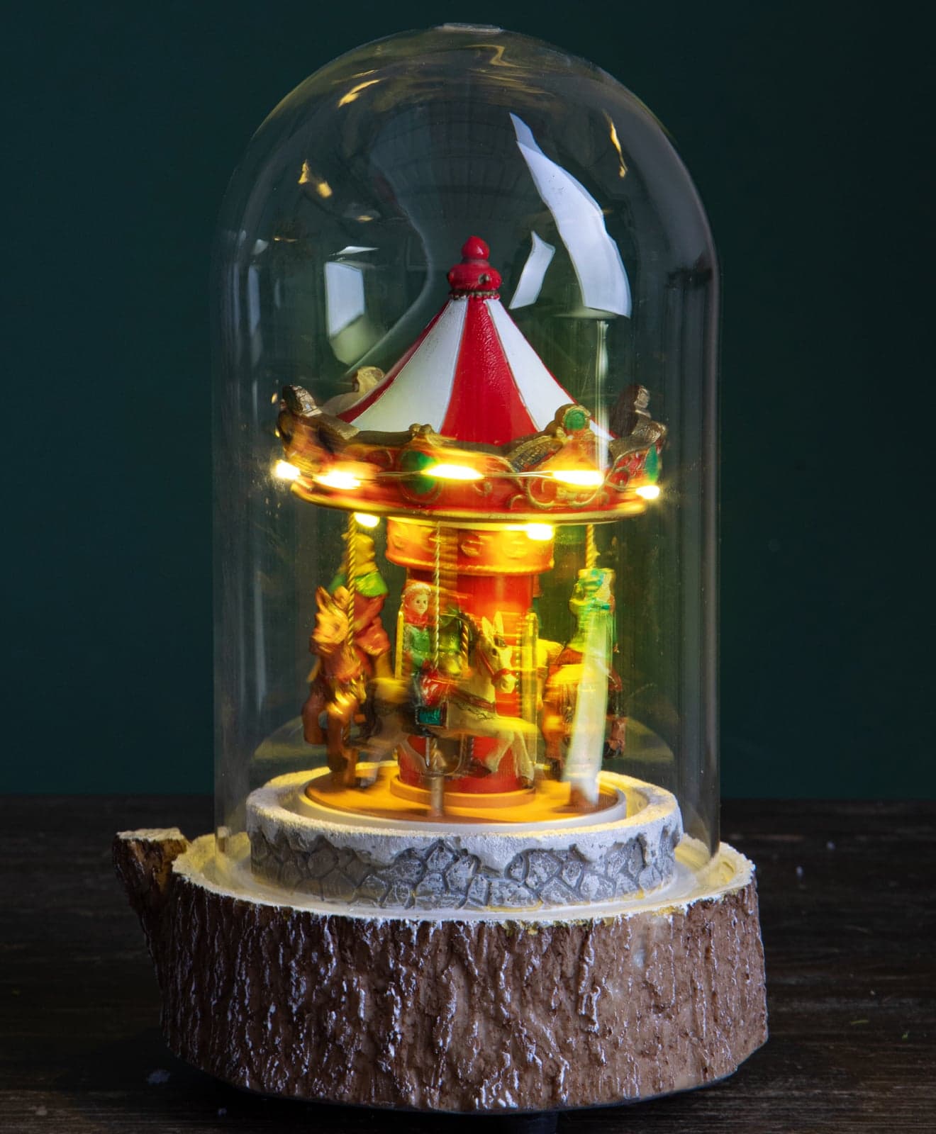 Statuetta giostra che si muove con luci e musica per decorazioni natalizie - 2