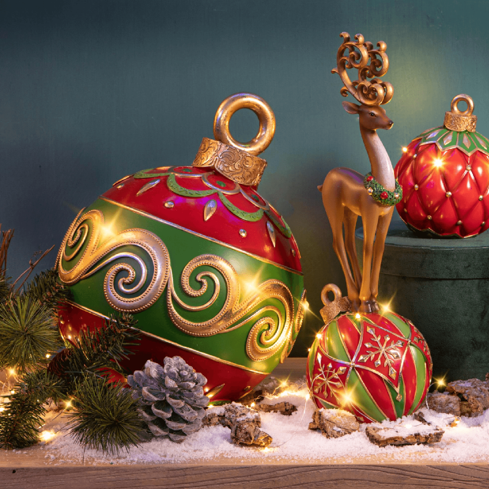 Sfera natale decorata con led Ø  30,30 -  H34,20 cm per decorazioni natalizie - 2