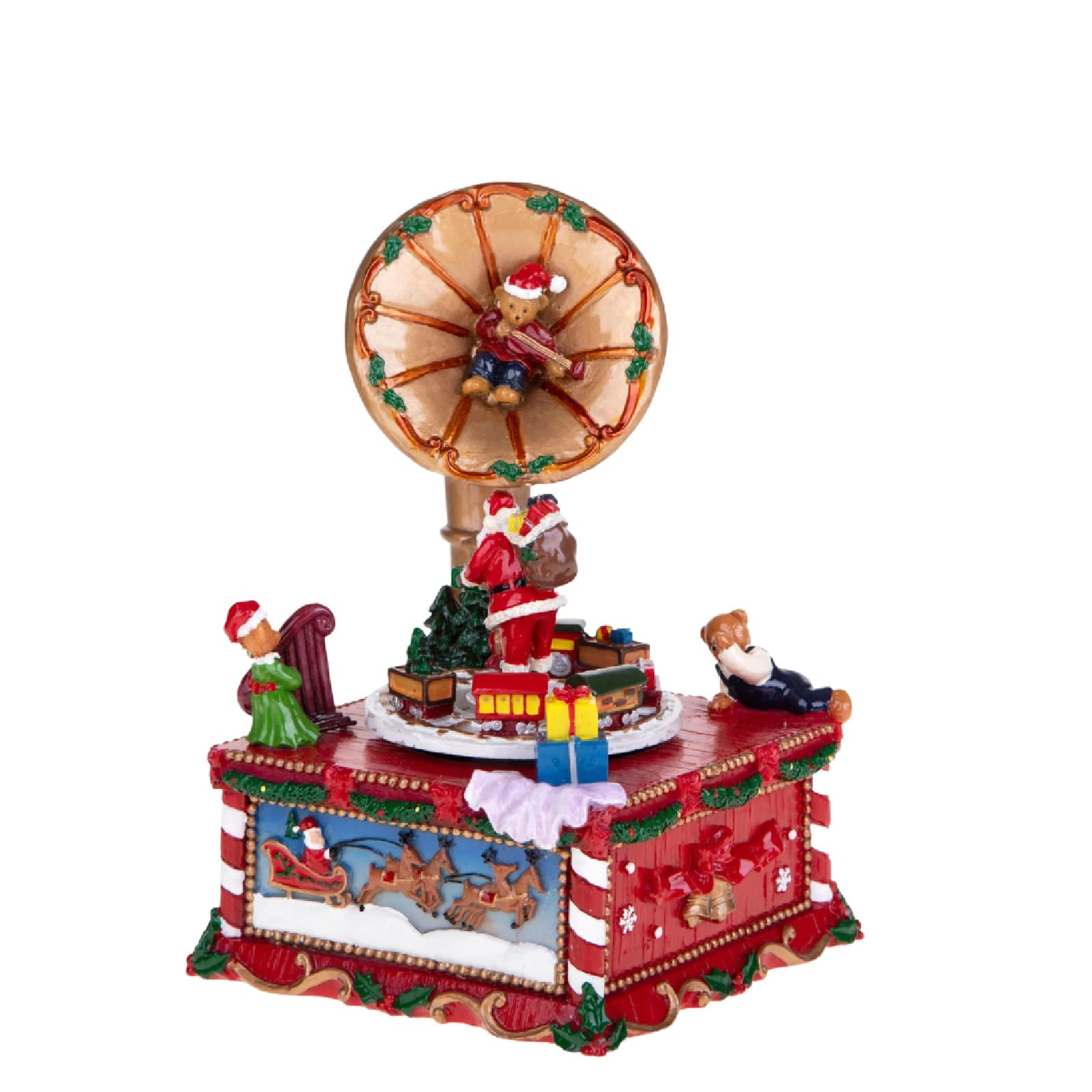 Grammofono con carillon ideale per decorare il tuo villaggio di Babbo Natale - 2