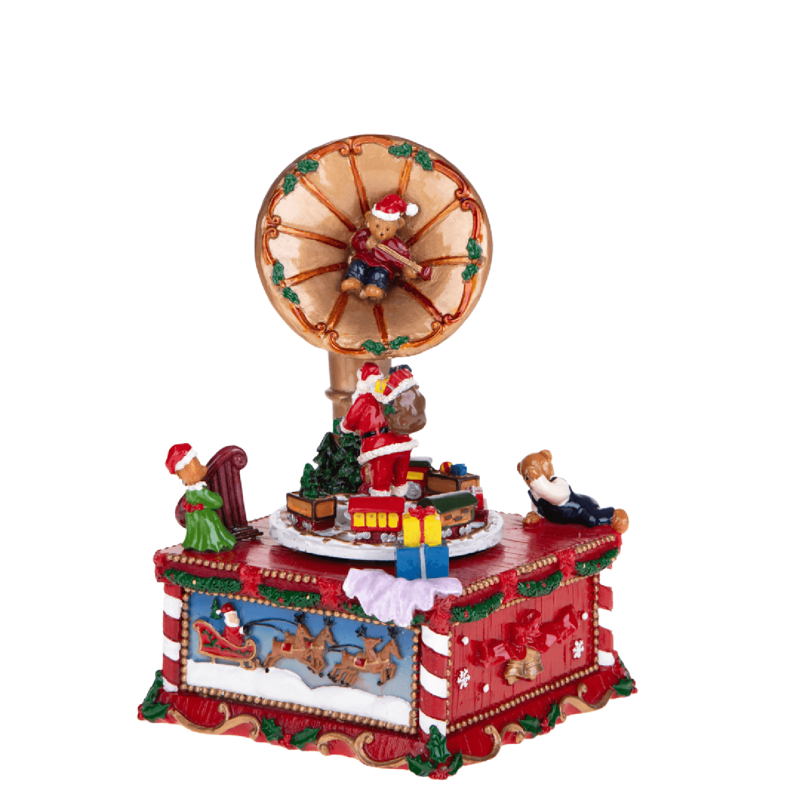 Grammofono con carillon ideale per decorare il tuo villaggio di Babbo Natale - 2