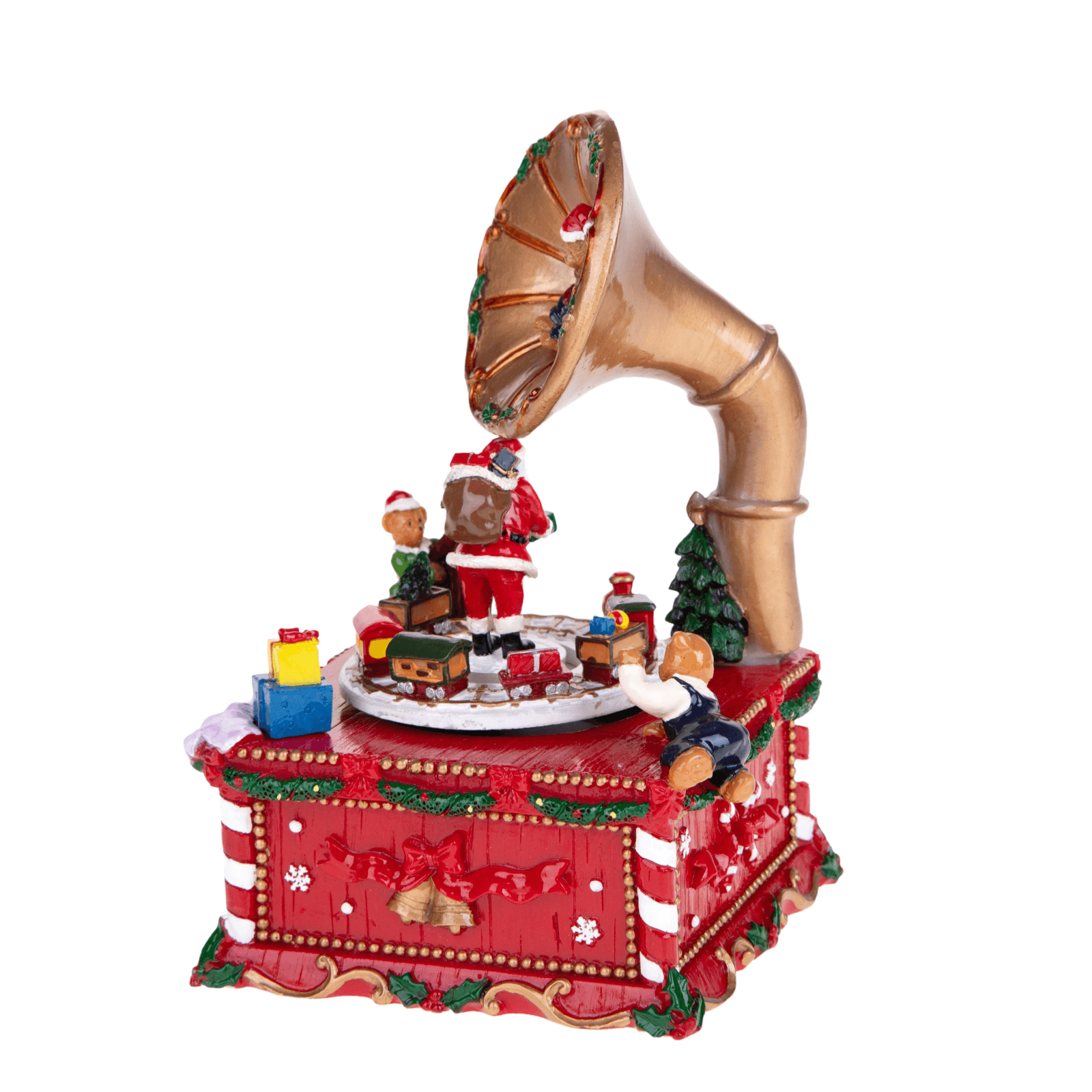 Grammofono con carillon ideale per decorare il tuo villaggio di Babbo Natale - 3