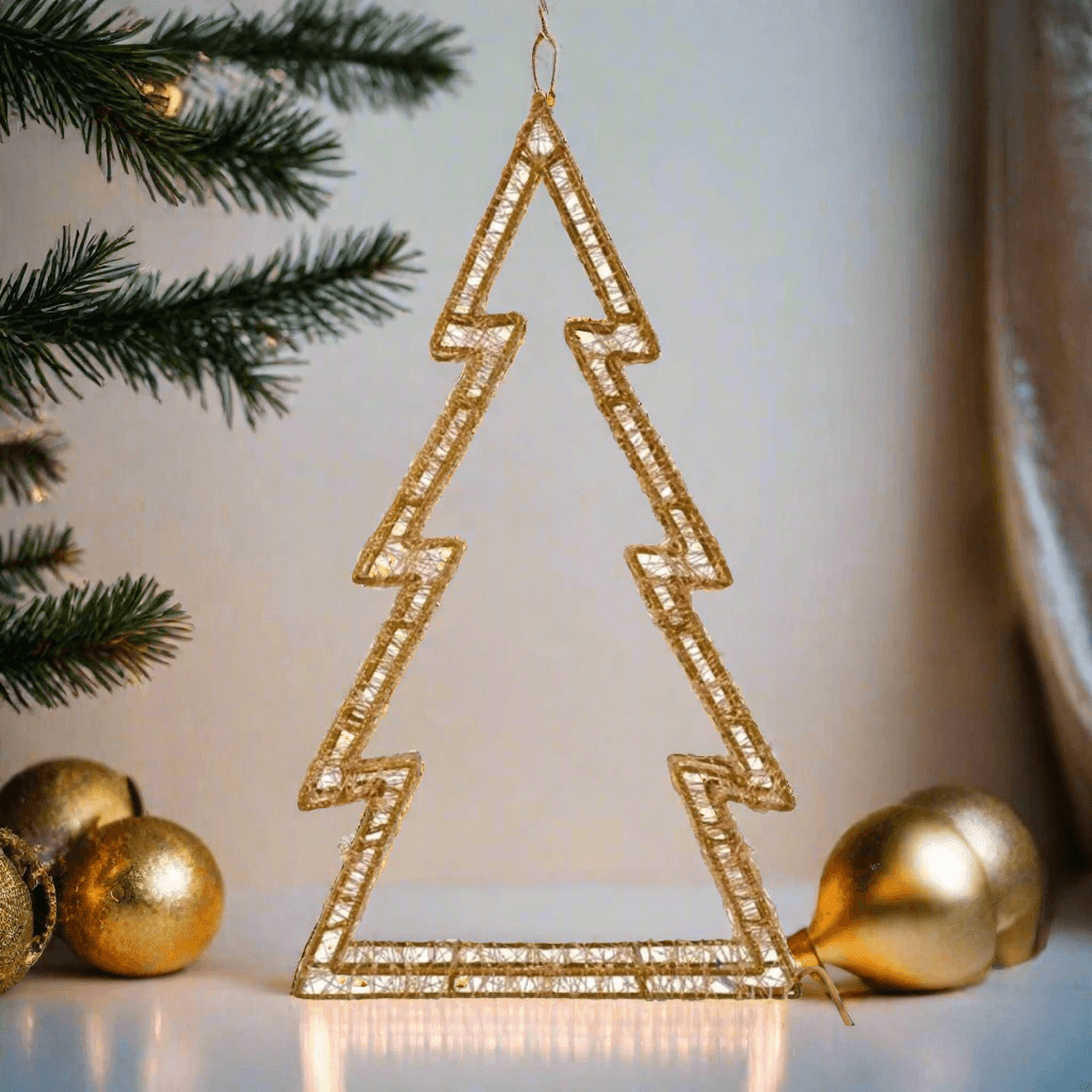 Albero di natale in metallo con luci LED calde per decorazioni natalizie - 6