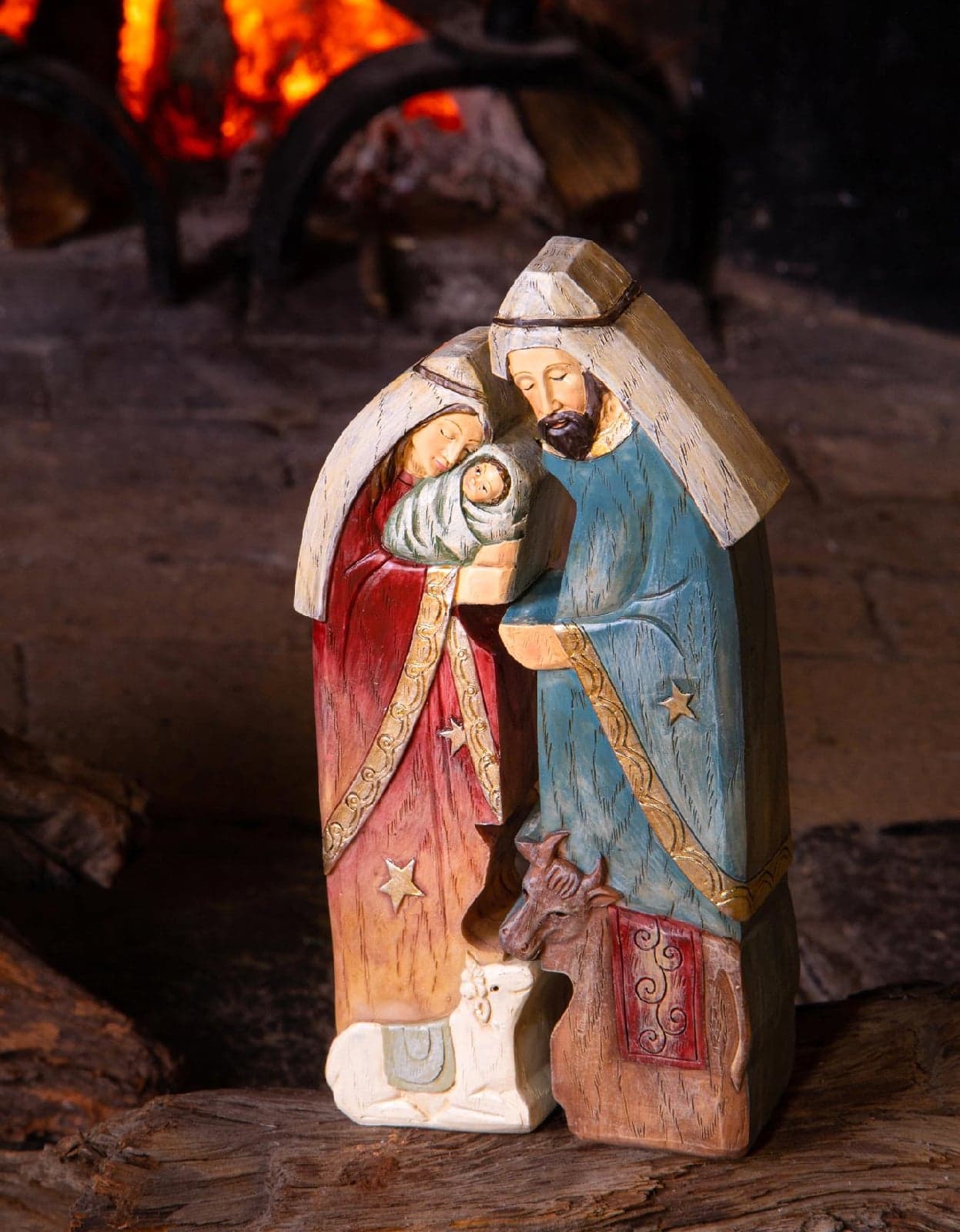 Natività natalizia in resina con 3 figure h 20.5 cm per decorazioni - 3