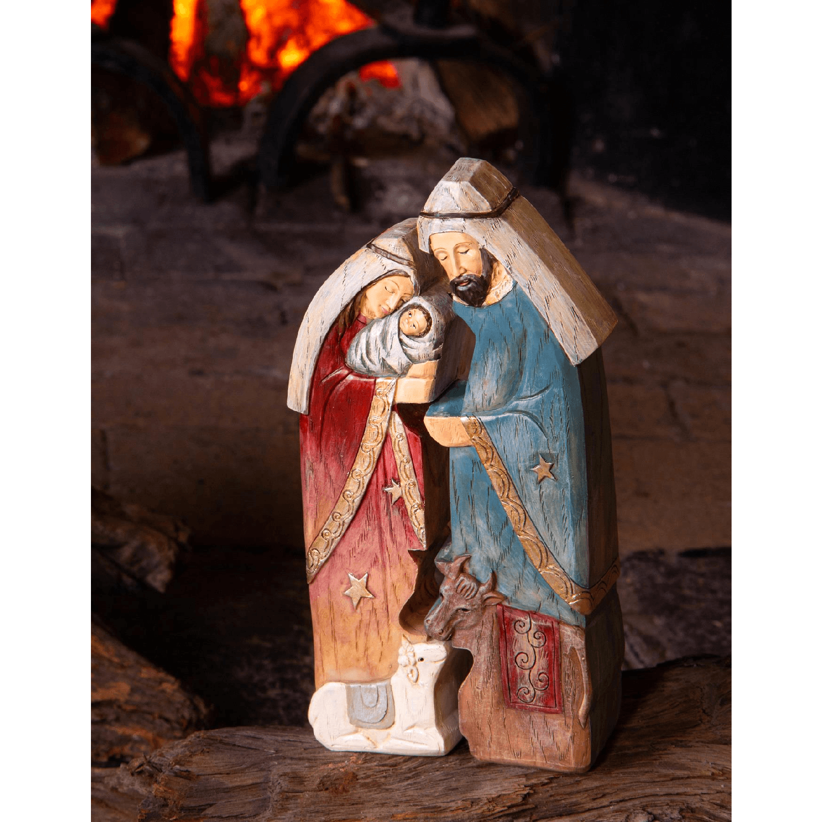 Natività natalizia in resina con 3 figure h 20.5 cm per decorazioni - 3