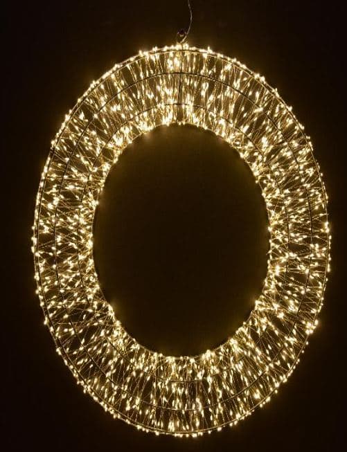 Corona natalizia in metallo con luce LED calda per decorazioni natalizie - 2