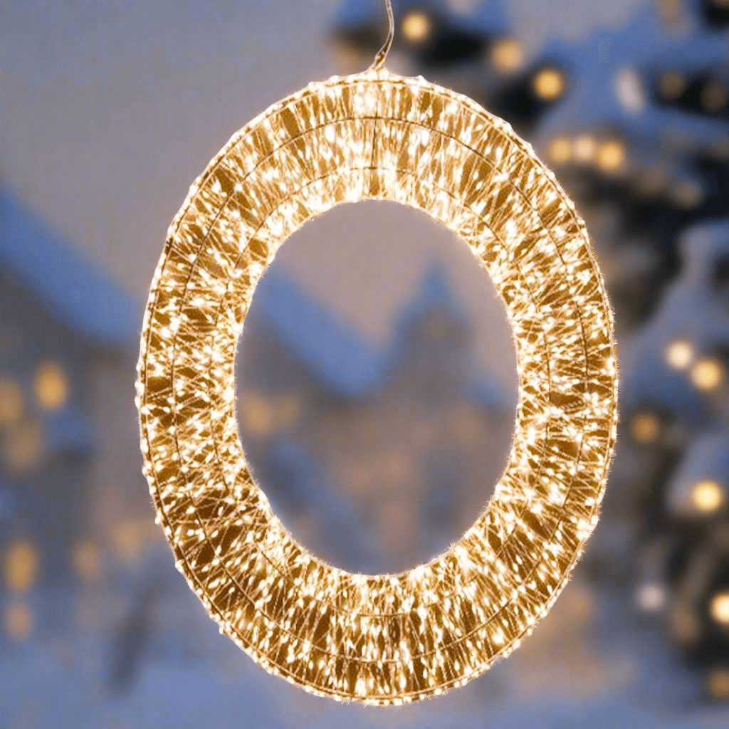 Corona natalizia in metallo con luce LED calda per decorazioni natalizie - 3