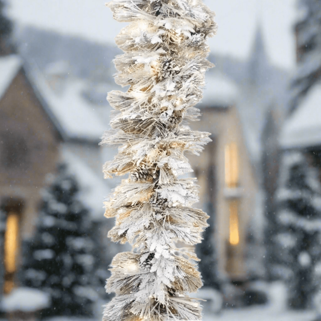Festone ghirlanda innevata di natale con luci LED decorazione natalizia 200 cm - 3