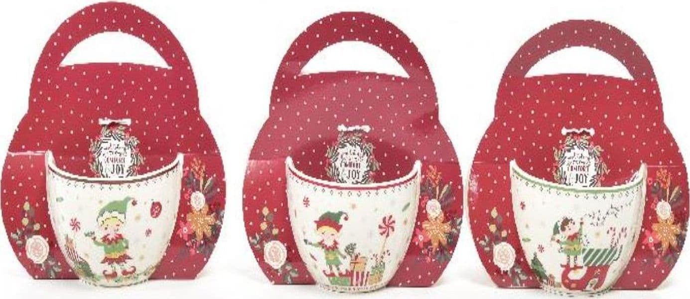 Tazza di natale con elfo natalizio in porcellana 340 ml per decorazione natalizia - 4