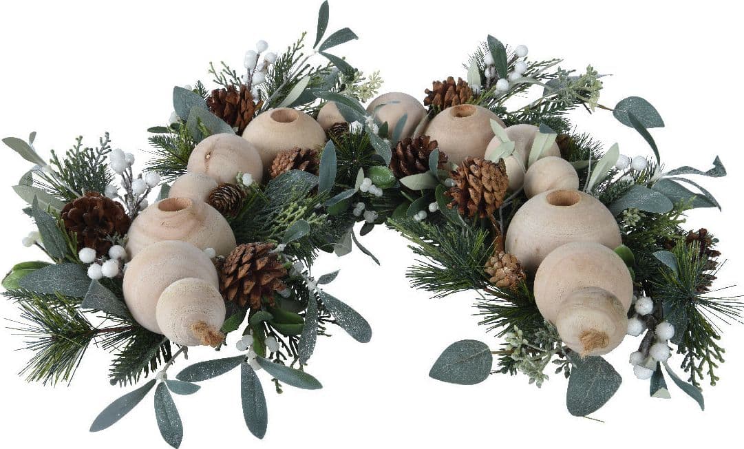 Portacandela di Natale con bacche e pigne per 4 candele alte, da 80 cm - 4